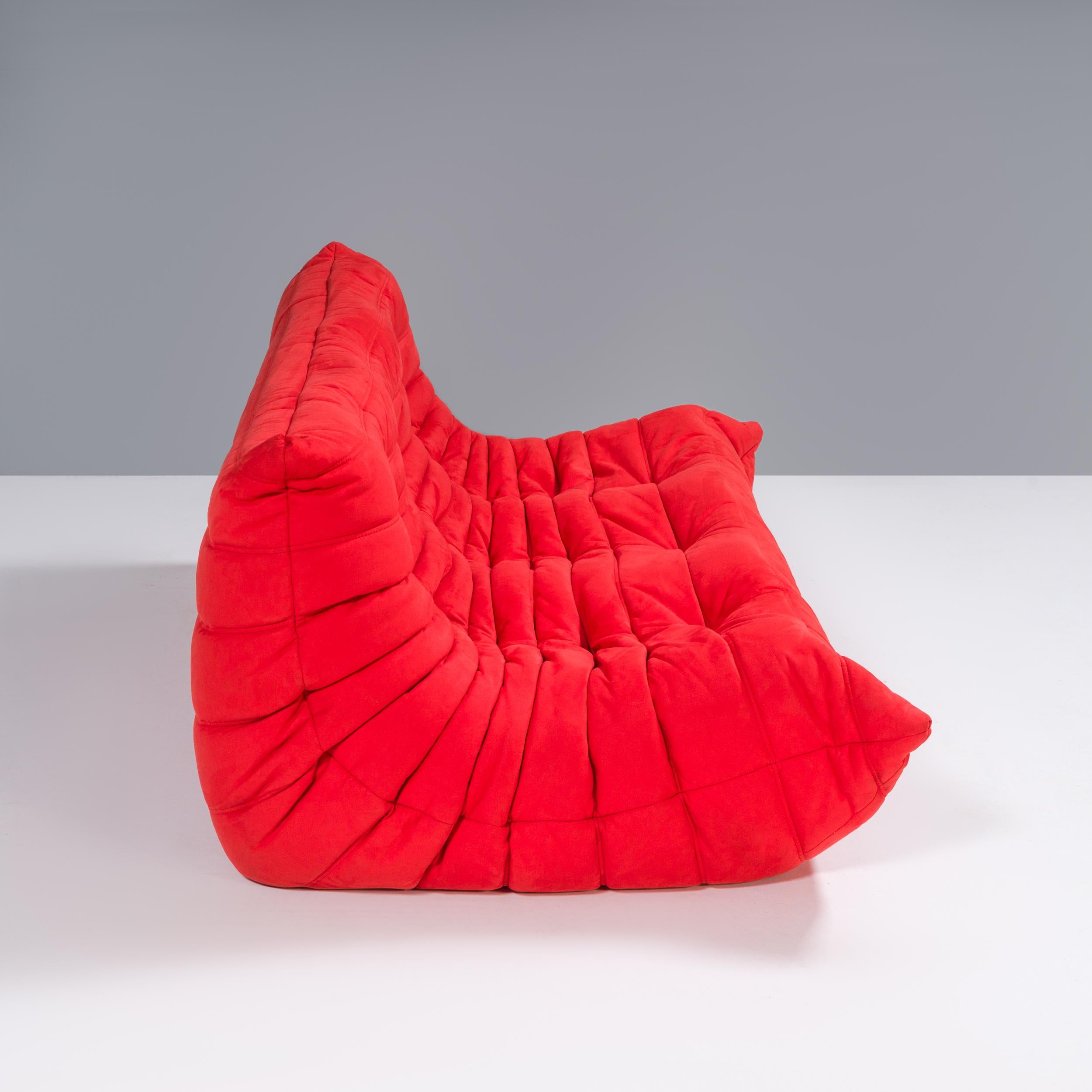 Ligne Roset by Michel Ducaroy Togo Red 3-Seater Sofa, Set of 2 In Good Condition For Sale In London, GB