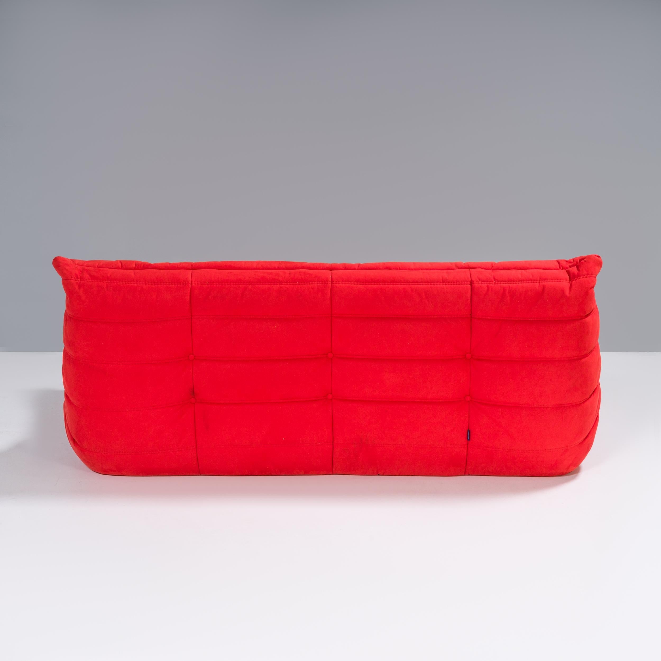 Late 20th Century Ligne Roset by Michel Ducaroy Togo Red 3-Seater Sofa, Set of 2 For Sale