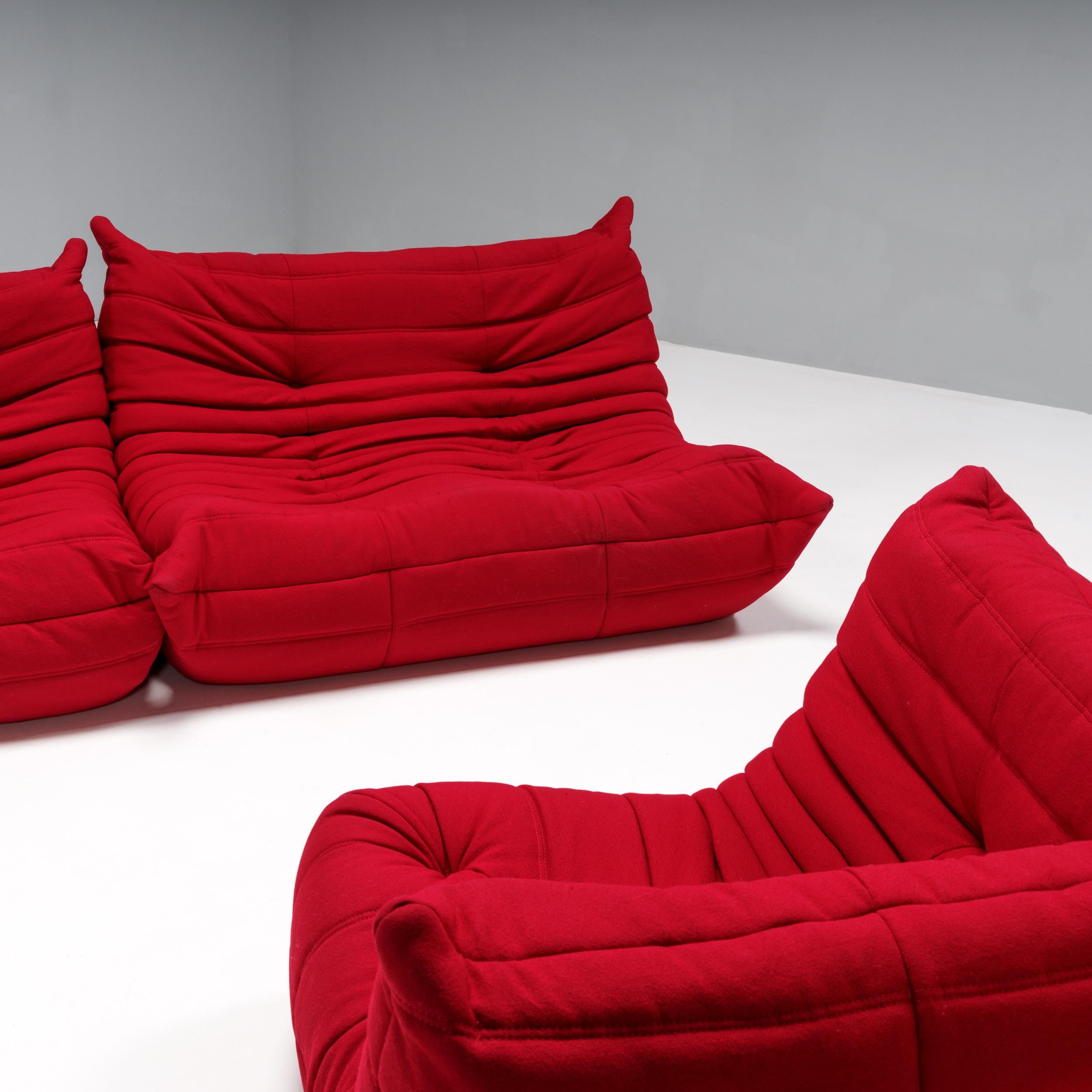Modulares Sofa Ligne Roset von Michel Ducaroy Togo Rote Ecke, 3er-Set (Ende des 20. Jahrhunderts)