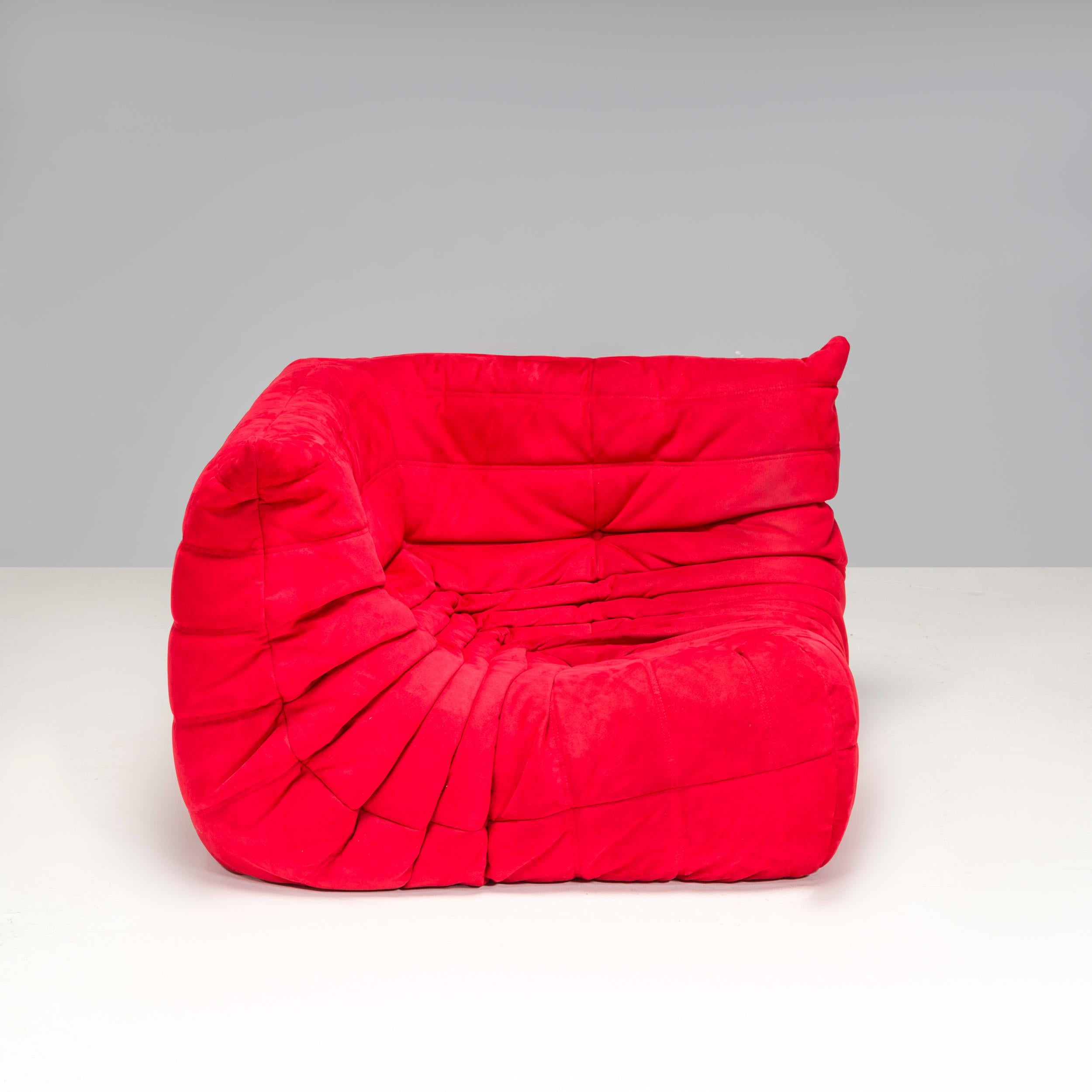 Ligne Roset by Michel Ducaroy Togo Red Alcantara Sectional Sofa, Set of 3 For Sale 4