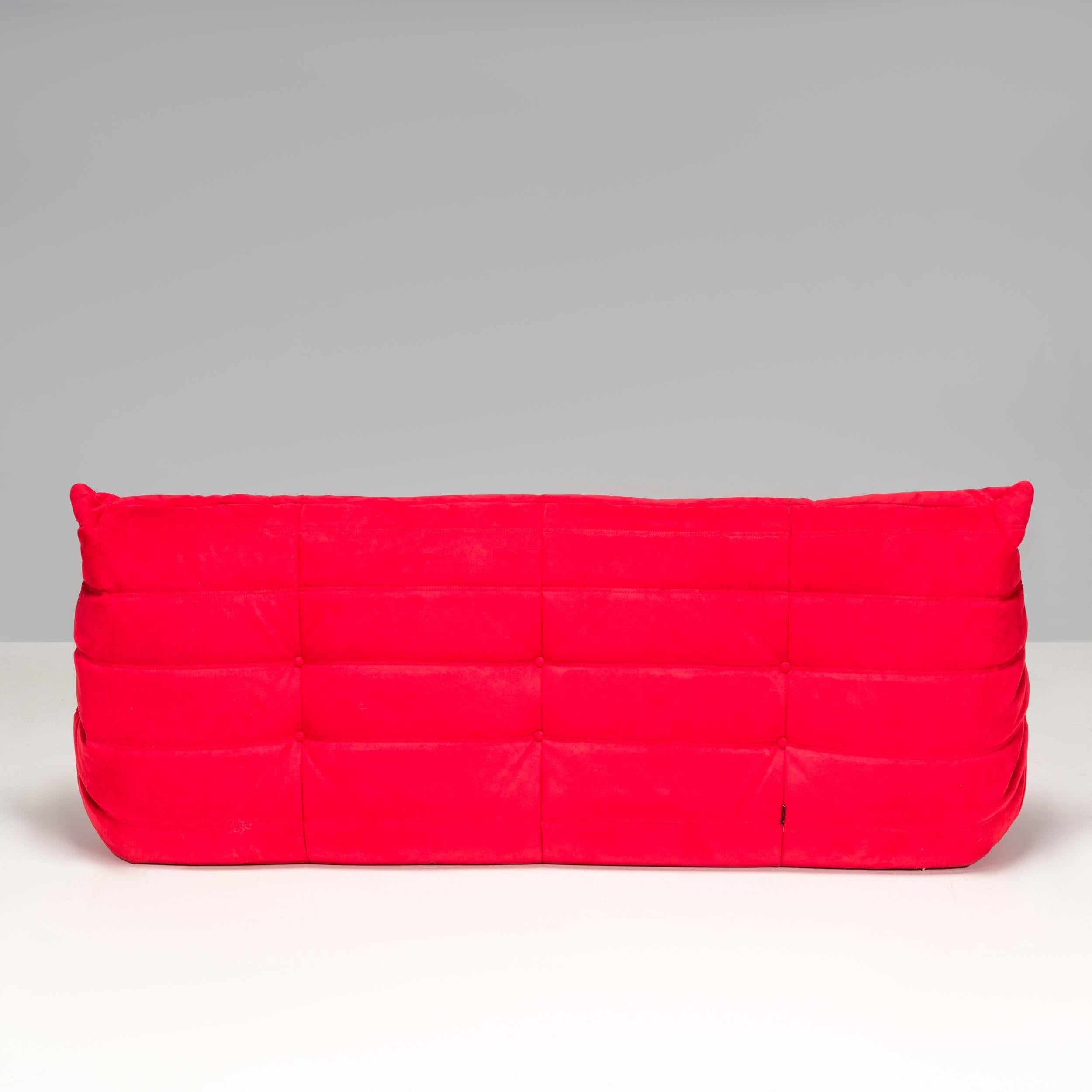 Ligne Roset by Michel Ducaroy Togo Red Alcantara Sectional Sofa, Set of 3 5