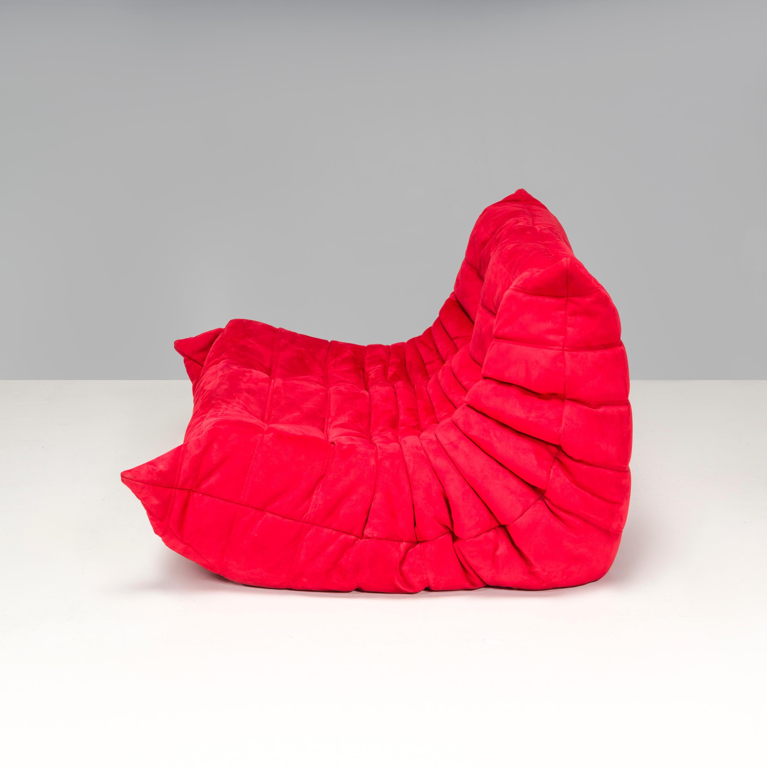 Ligne Roset by Michel Ducaroy Togo Red Alcantara Sectional Sofa, Set of 3 For Sale 6