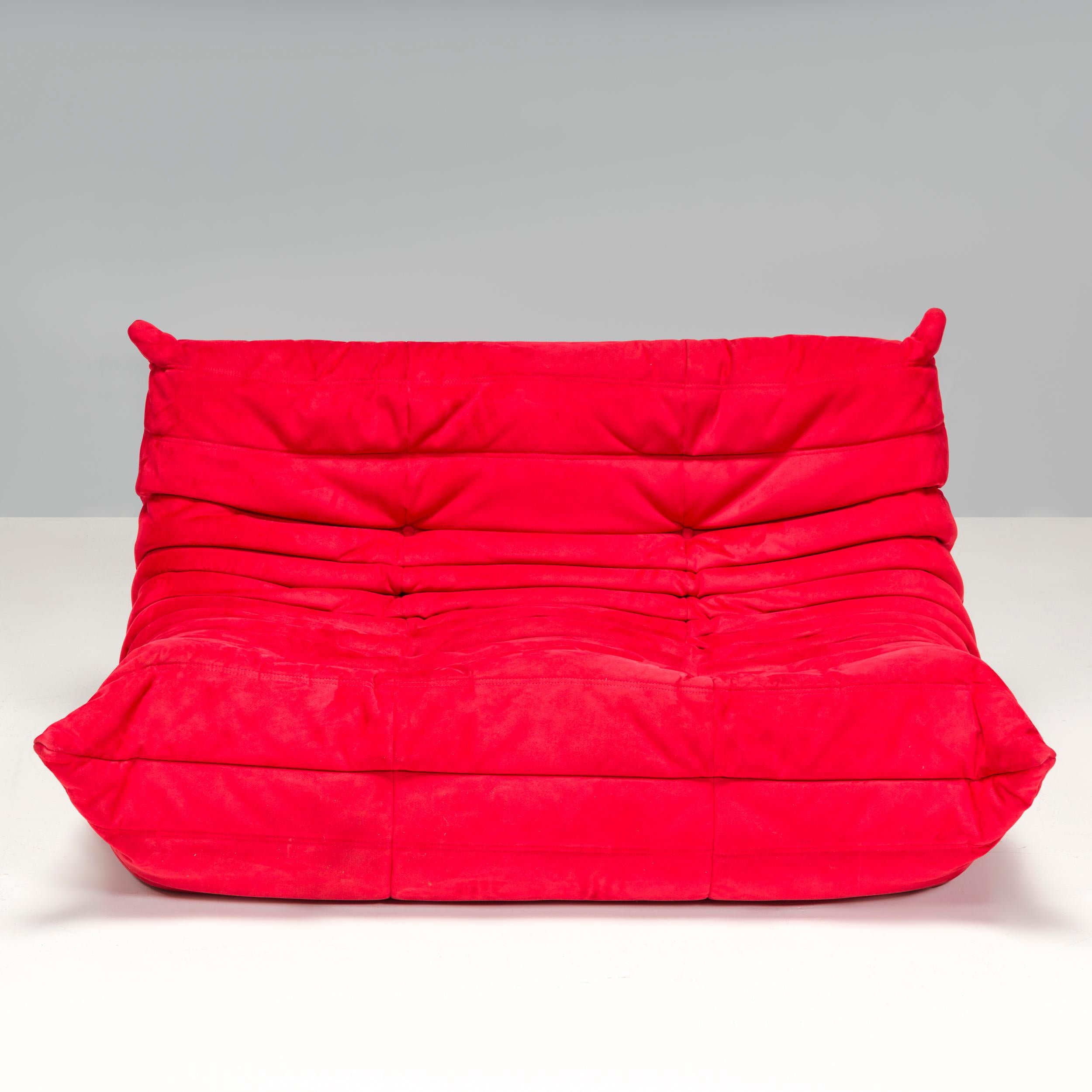 Ligne Roset by Michel Ducaroy Togo Red Alcantara Sectional Sofa, Set of 3 7