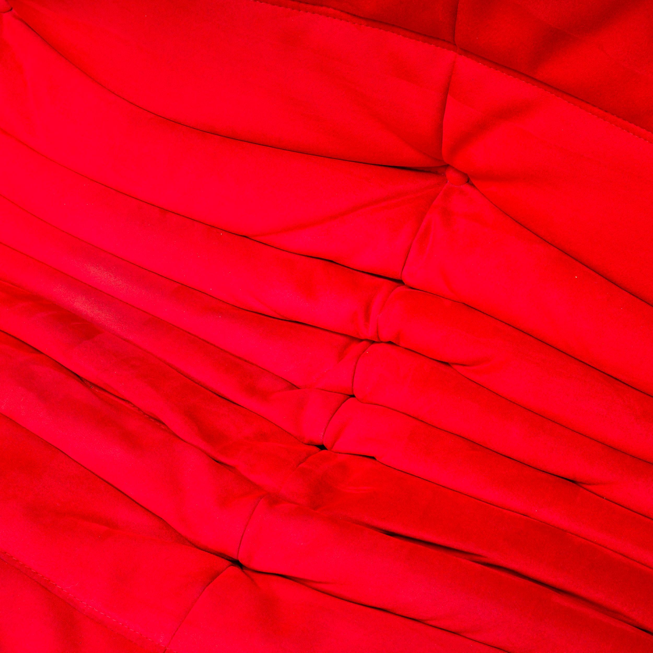 Ligne Roset by Michel Ducaroy Togo Red Alcantara Sectional Sofa, Set of 3 For Sale 9