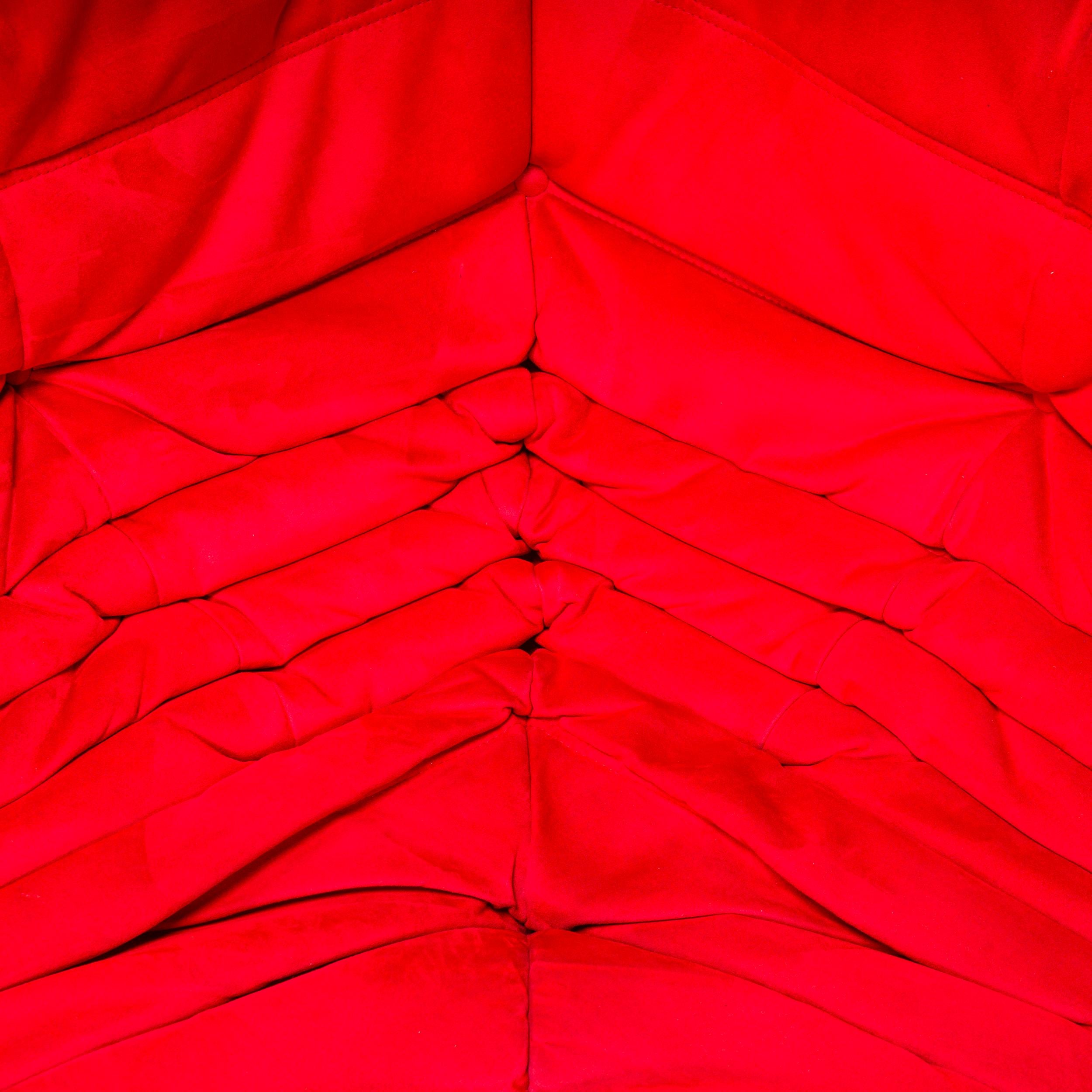 Ligne Roset by Michel Ducaroy Togo Red Alcantara Sectional Sofa, Set of 3 For Sale 10