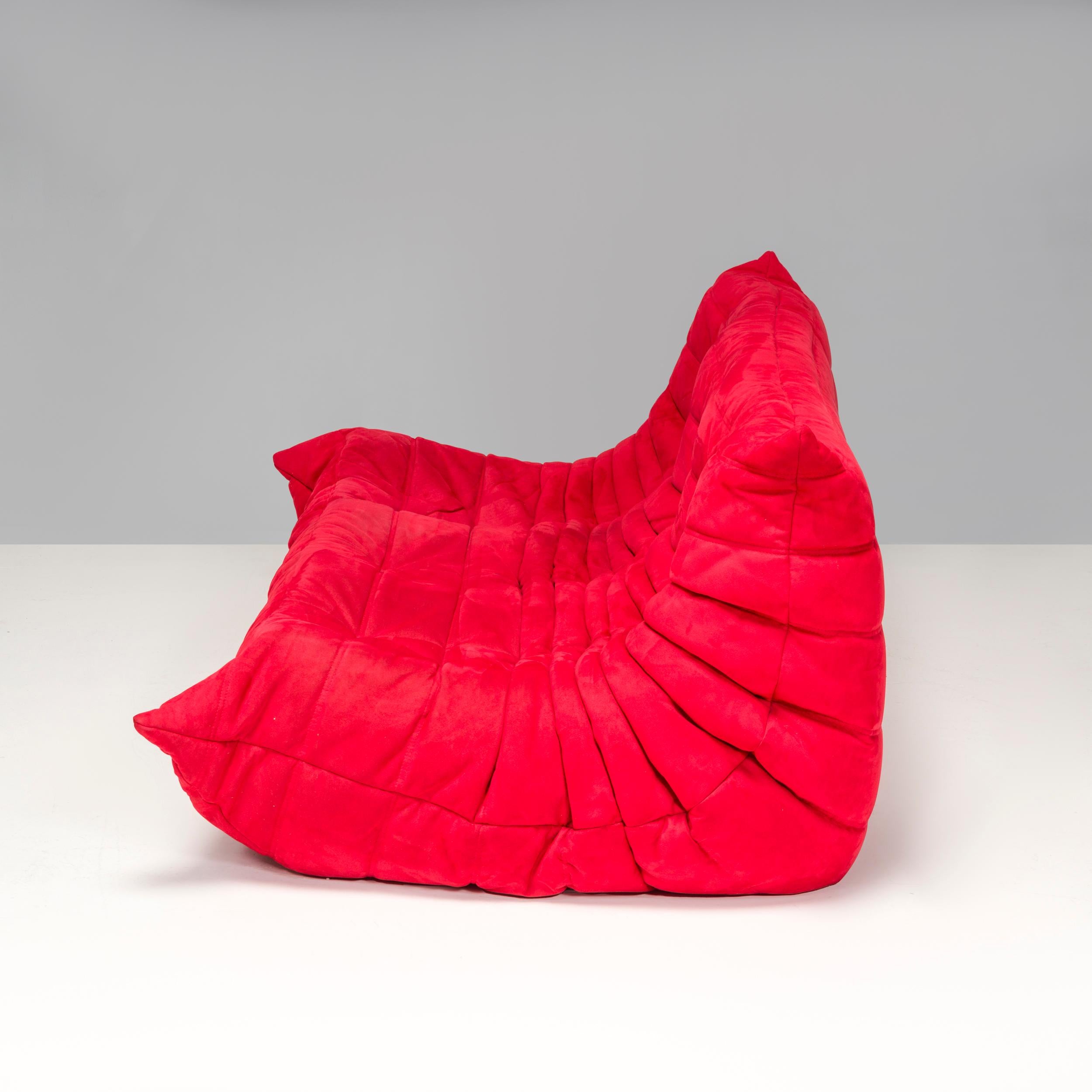 Ligne Roset by Michel Ducaroy Togo Red Alcantara Sectional Sofa, Set of 3 For Sale 1