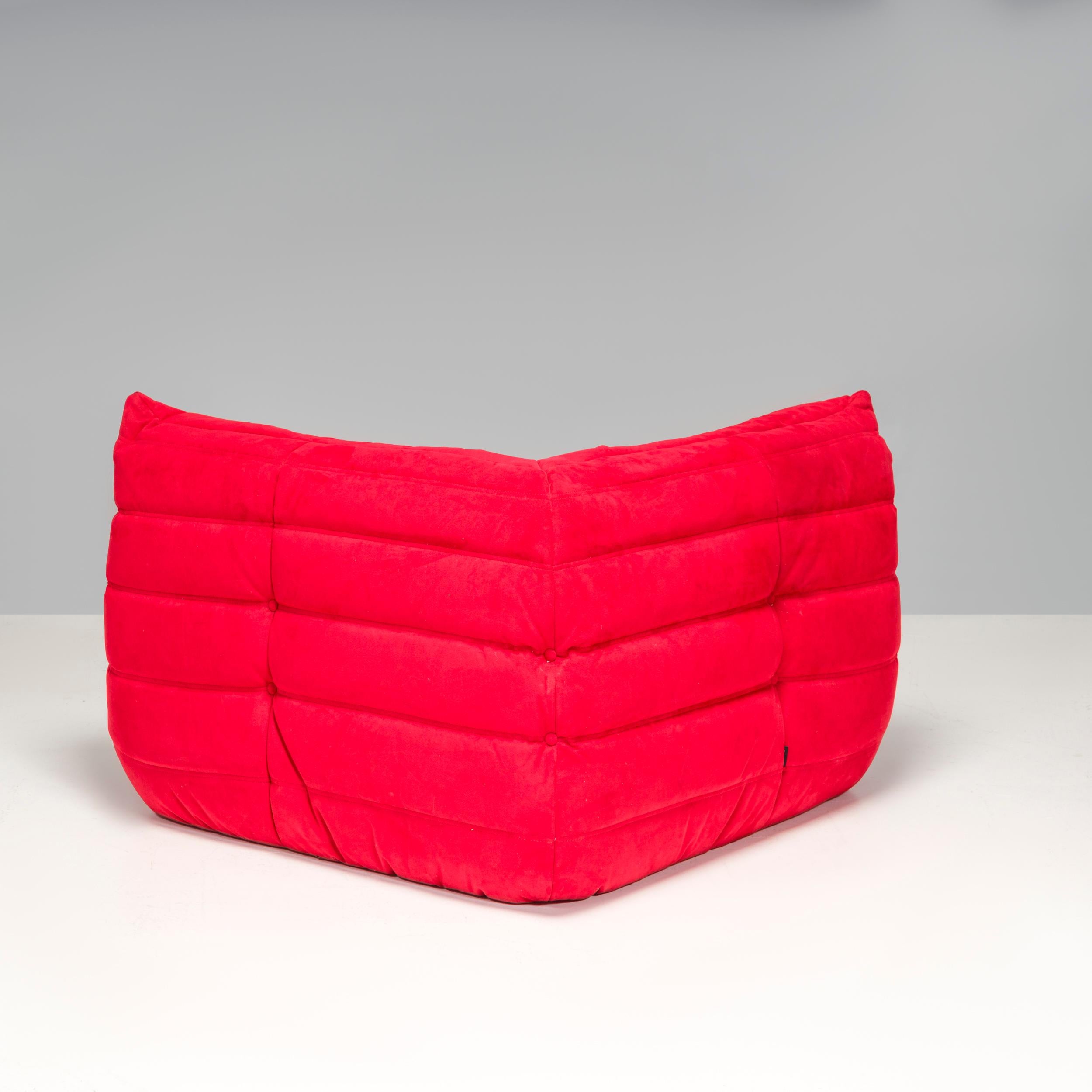 Ligne Roset by Michel Ducaroy Togo Red Alcantara Sectional Sofa, Set of 3 For Sale 2