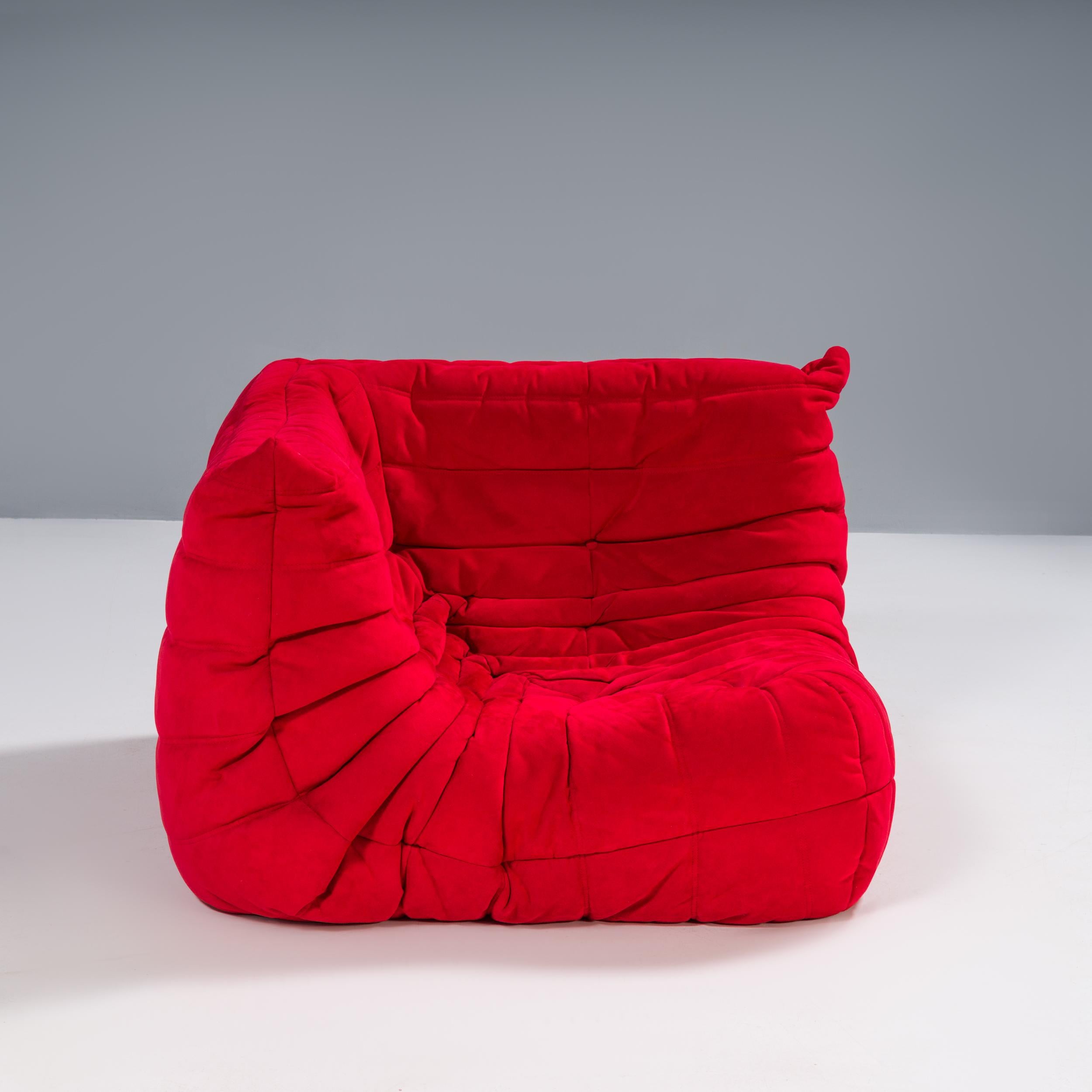 Canapé modulaire rouge Togo Ligne Roset de Michel Ducaroy, lot de 3 4