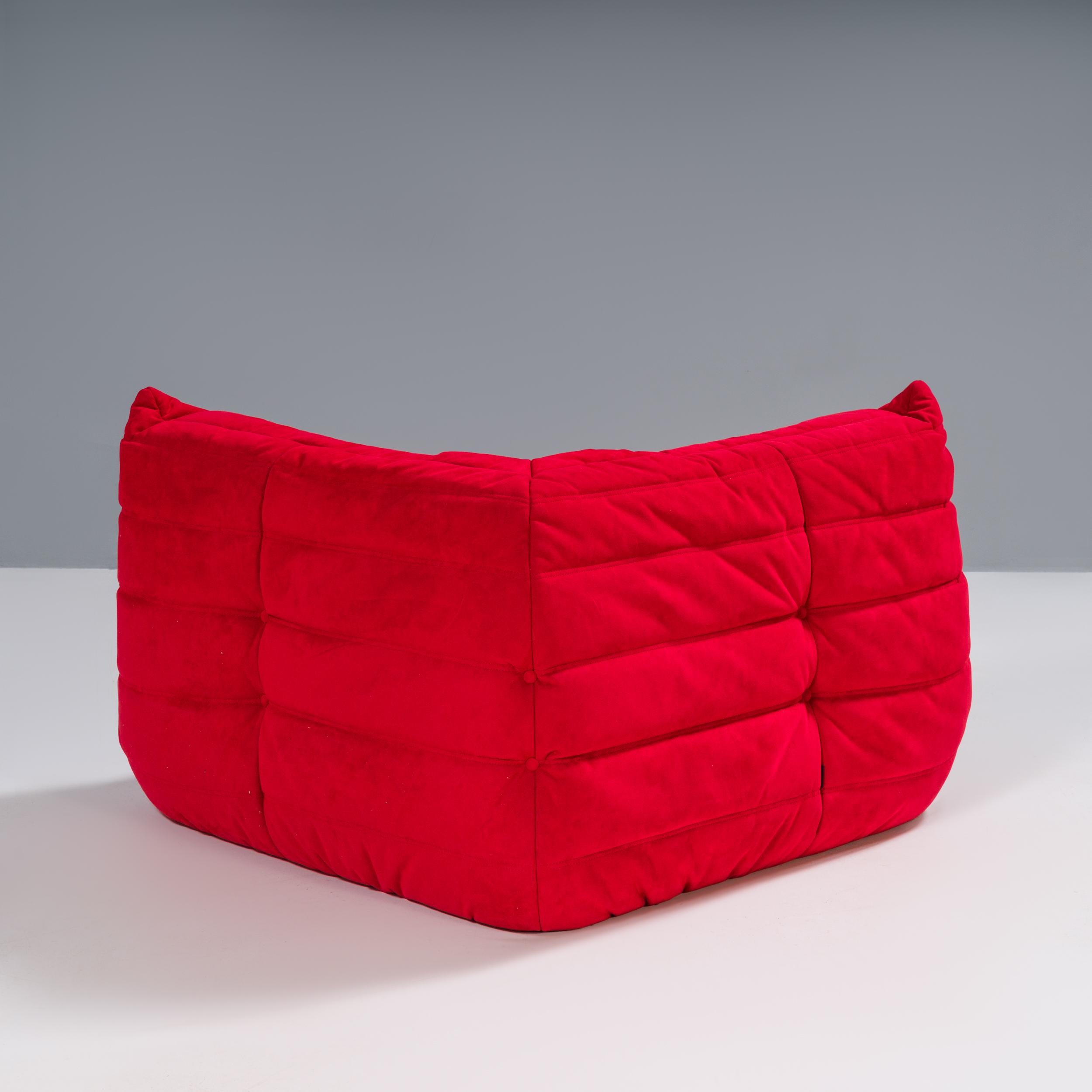 Canapé modulaire rouge Togo Ligne Roset de Michel Ducaroy, lot de 3 6