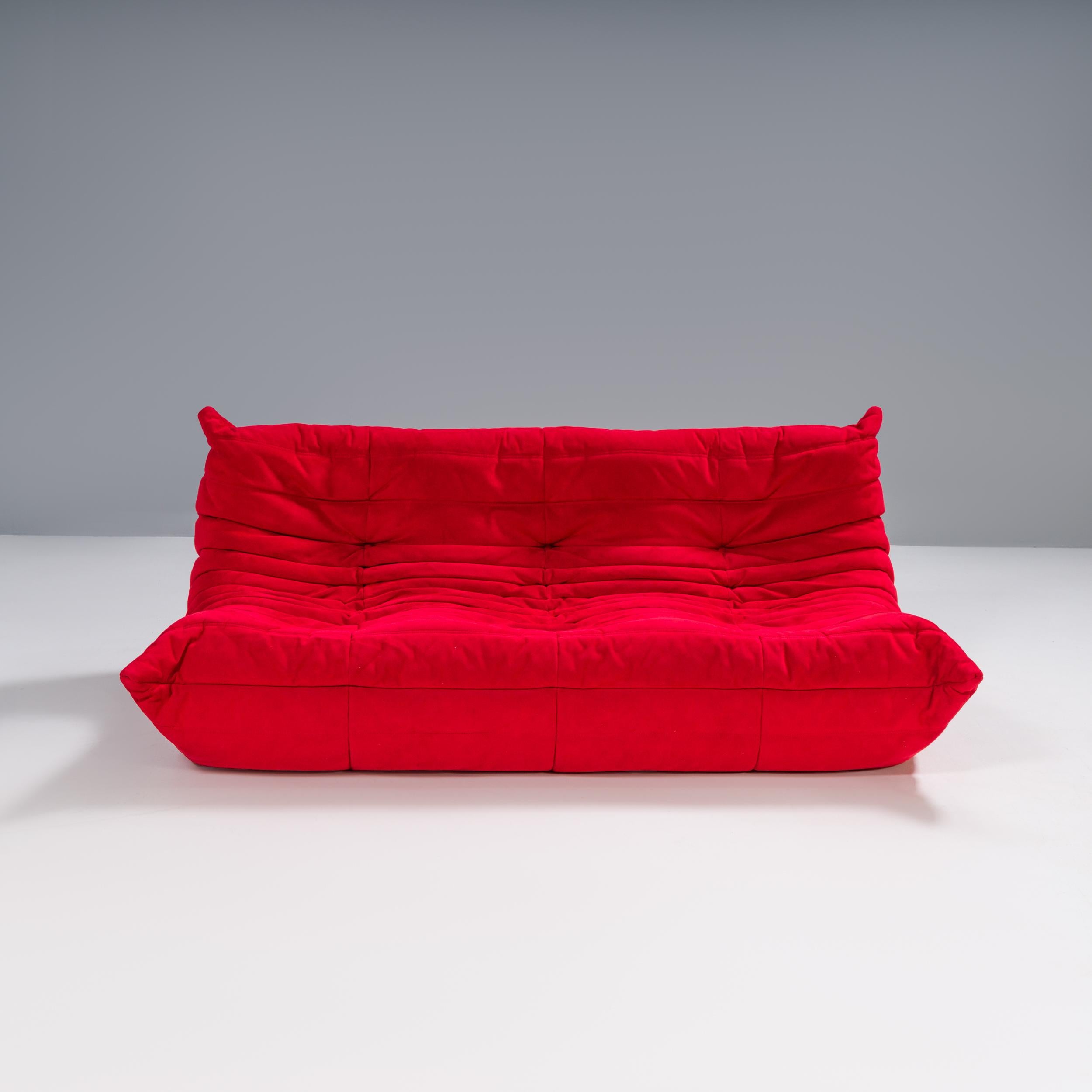 Ligne Roset by Michel Ducaroy Togo Red Modular Sofa, Set of 3 In Good Condition In London, GB