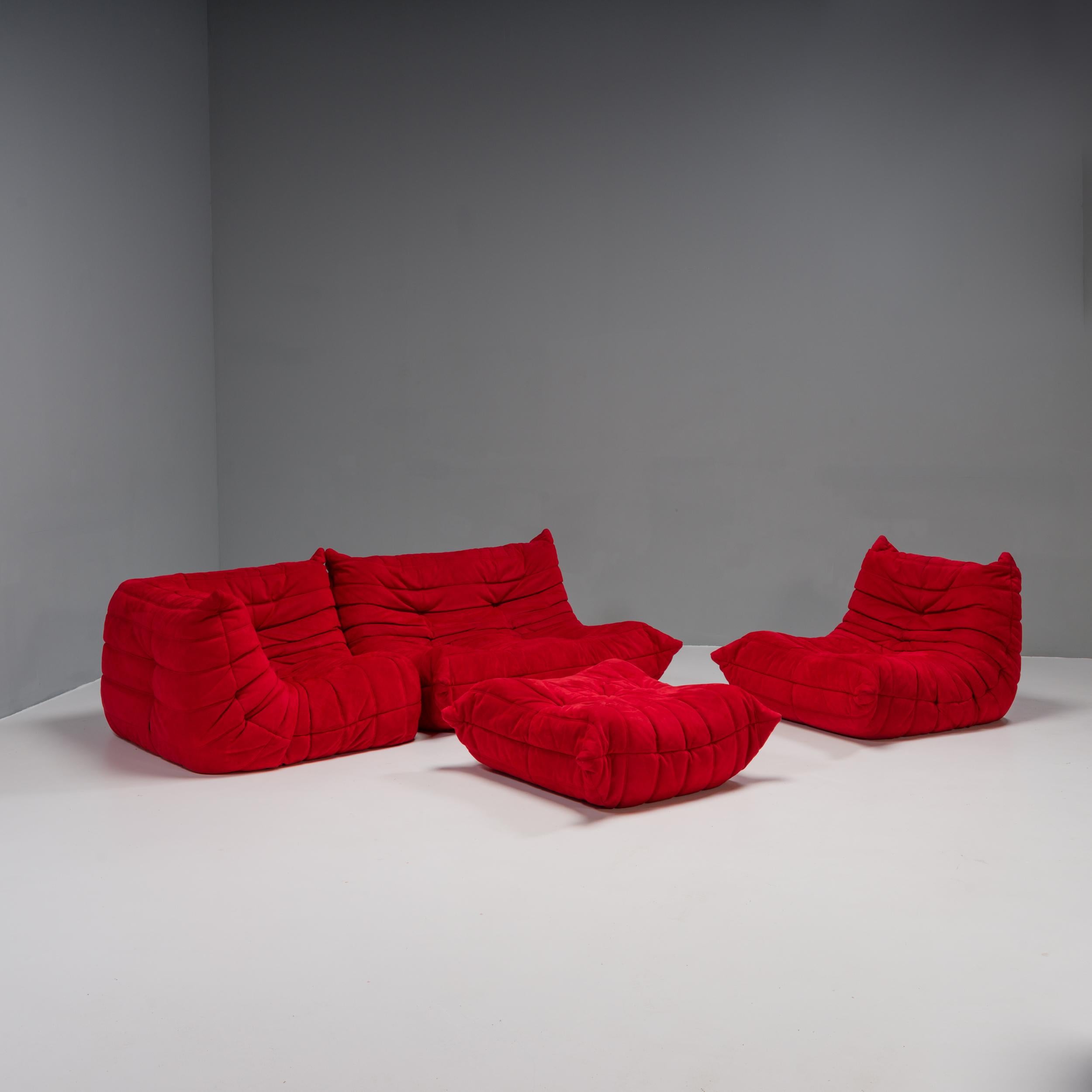 French Ligne Roset by Michel Ducaroy Togo Red Modular Sofa, Set of 4