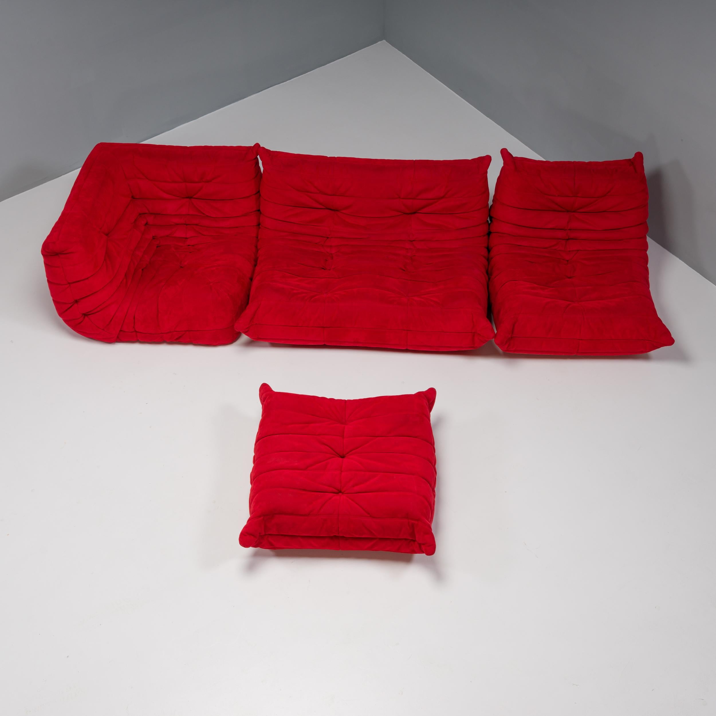 Ligne Roset by Michel Ducaroy Togo Red Modular Sofa, Set of 4 2