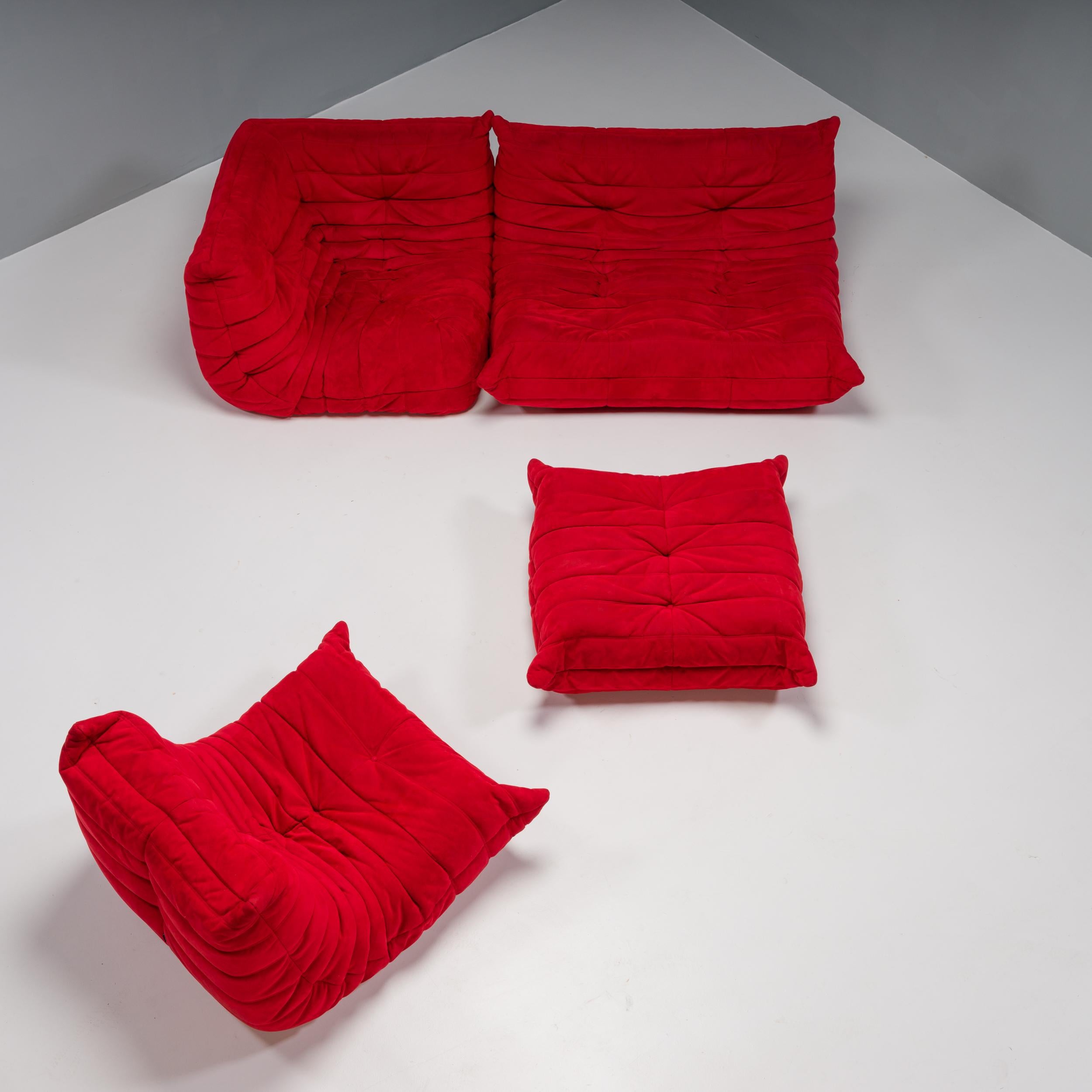 Ligne Roset by Michel Ducaroy Togo Red Modular Sofa, Set of 4 3