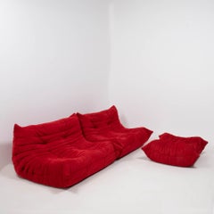Ligne Roset by Michel Ducaroy Togo Rote modulare Sofas und Fußhocker:: 3er-Set