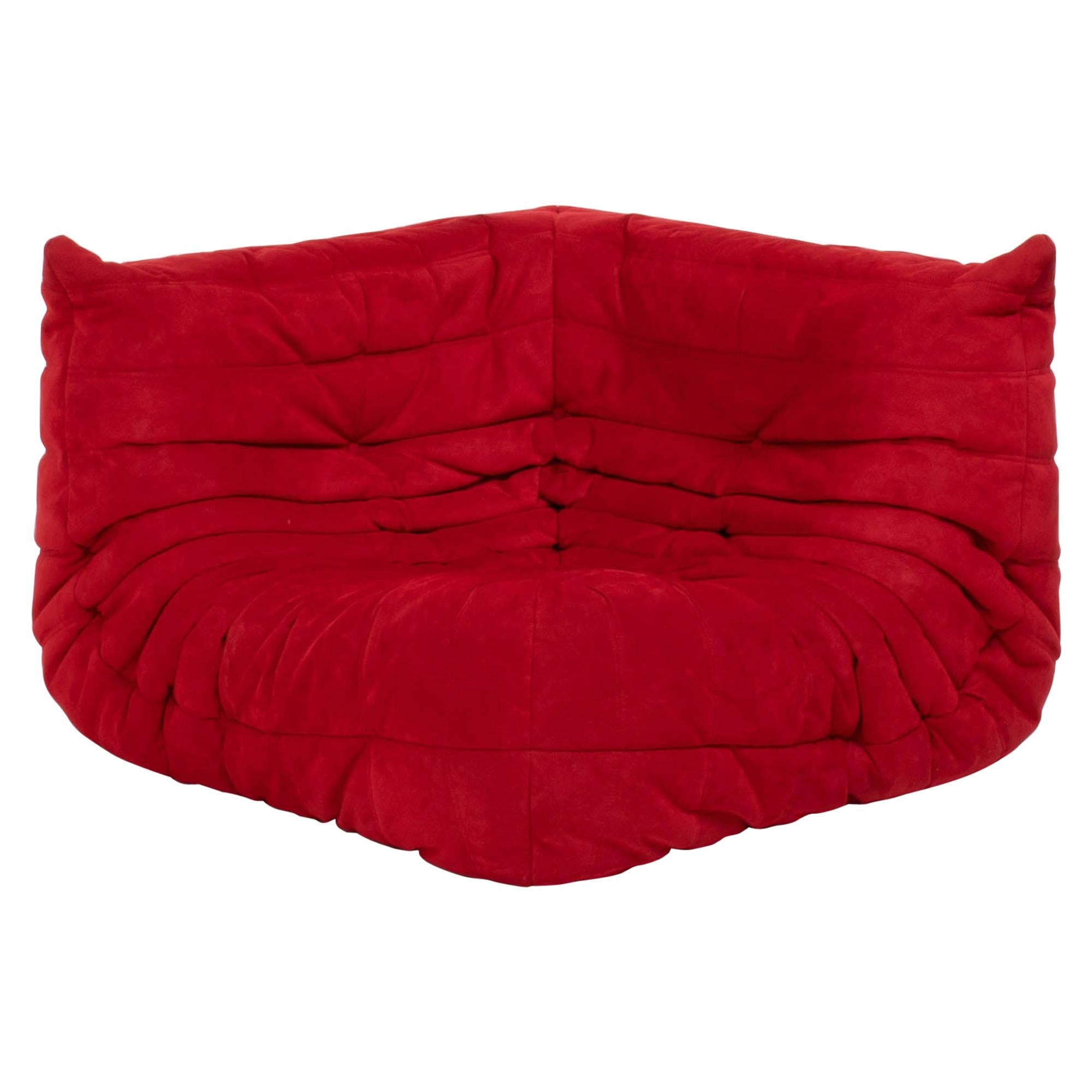 Ligne Roset by Michel Ducaroy Togo Red Suede Corner Sofa