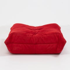 Ligne Roset by Michel Ducaroy Togo Red Suede Footstool