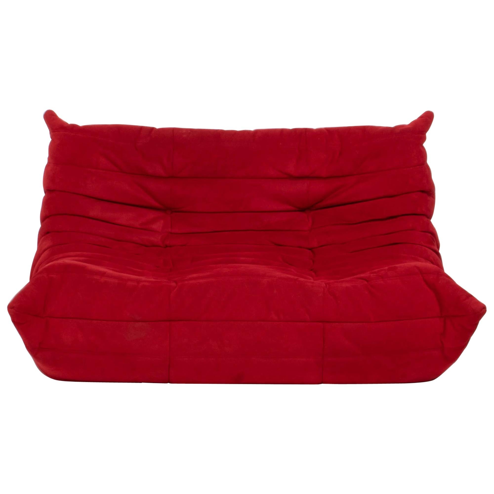 Ligne Roset by Michel Ducaroy Togo Red Suede Modular Two Seater Sofa