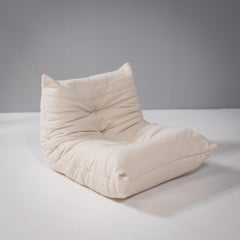 Ligne Roset by Michel Ducaroy Togo White Bouclé Armchair & Footstool, Set of 2