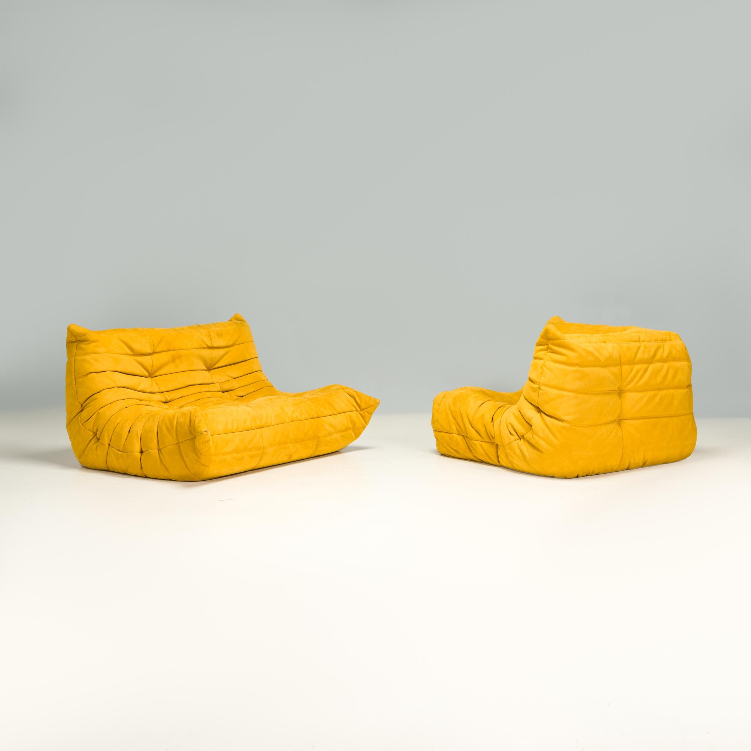 French  Ligne Roset by Michel Ducaroy Togo Yellow Alcantara Modular Sofas, Set of 5