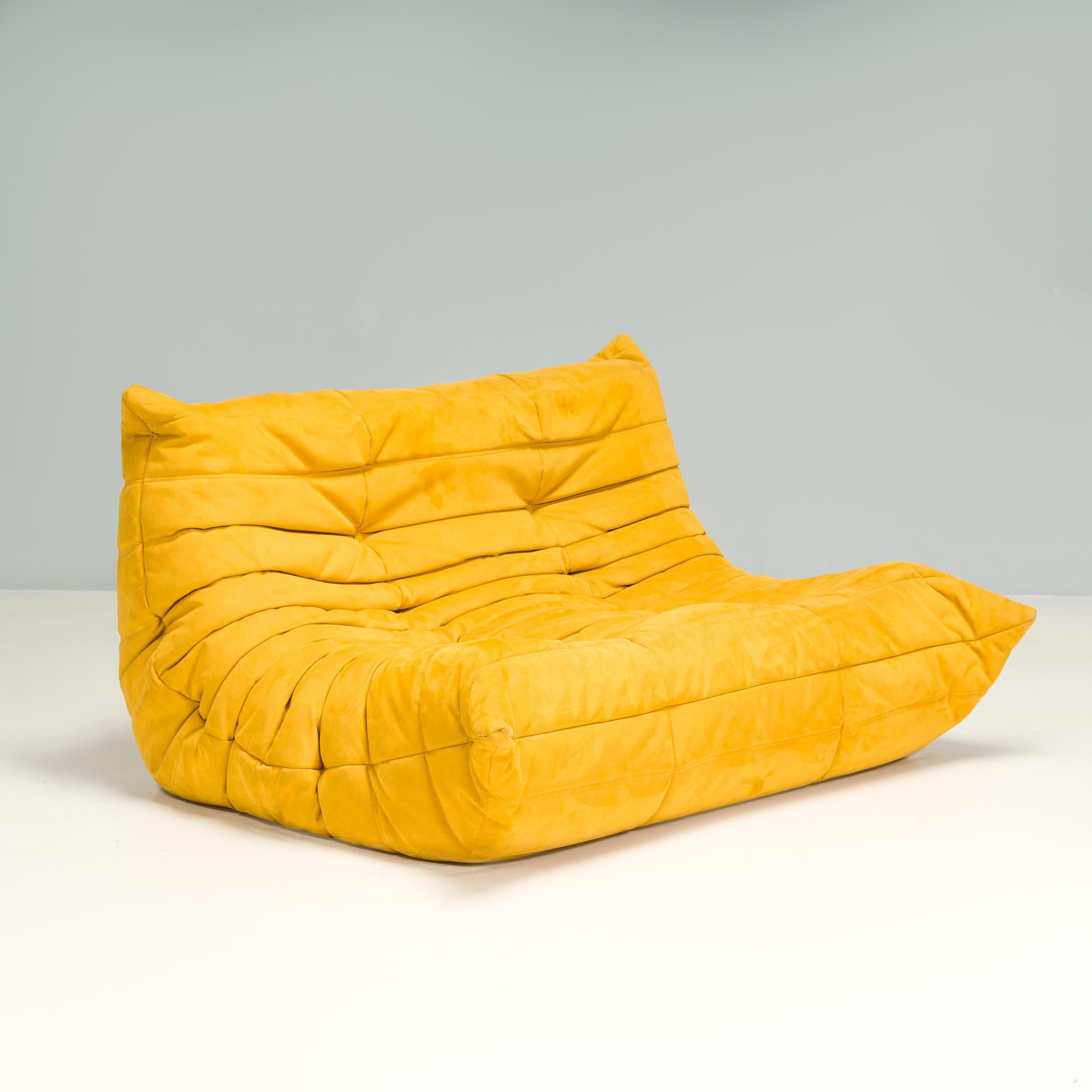 Fabric  Ligne Roset by Michel Ducaroy Togo Yellow Alcantara Modular Sofas, Set of 5
