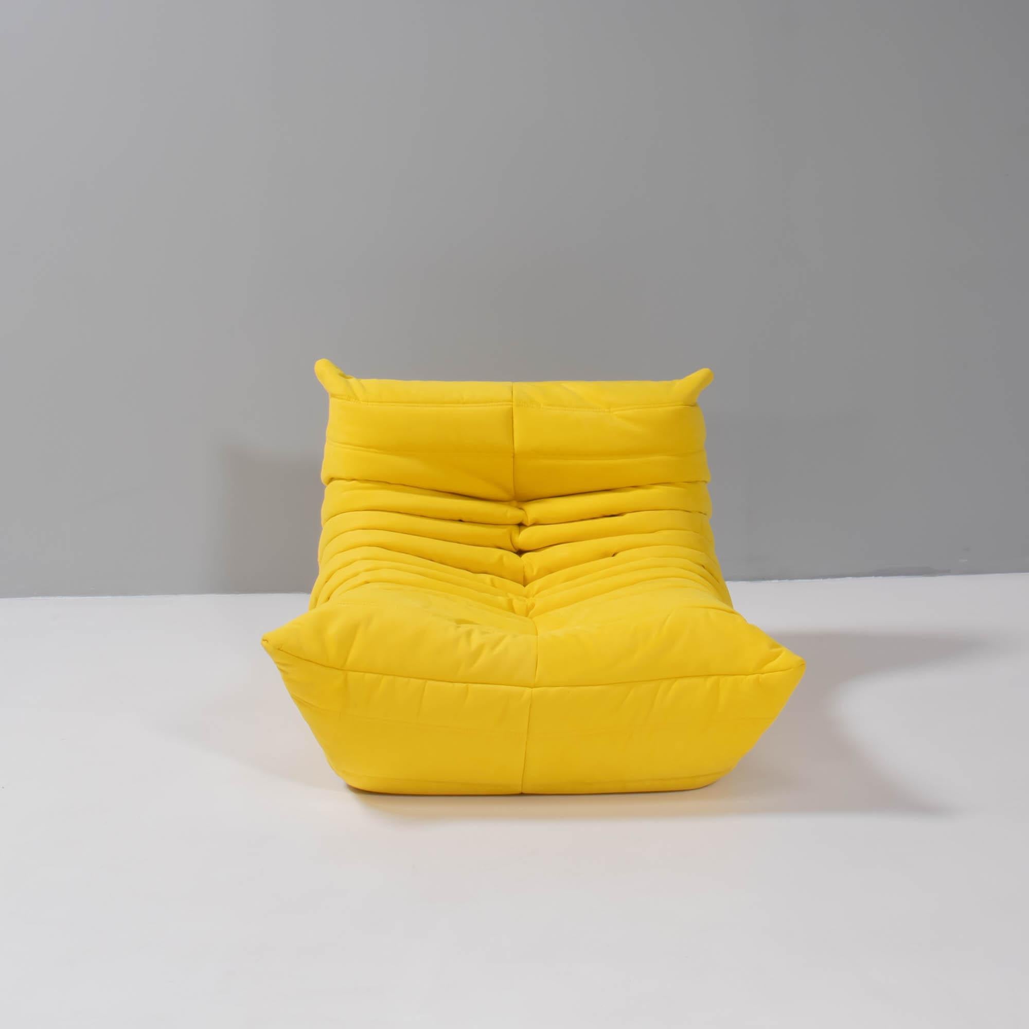 Ligne Roset by Michel Ducaroy Togo Yellow Armchair and Footstool, Set of Two 2