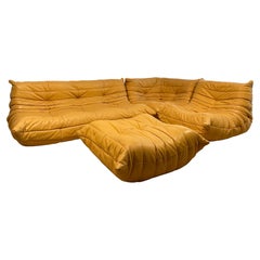 Ligne Roset by Michel Ducaroy Togo Yellow  leather Modular Sofa Set of 4