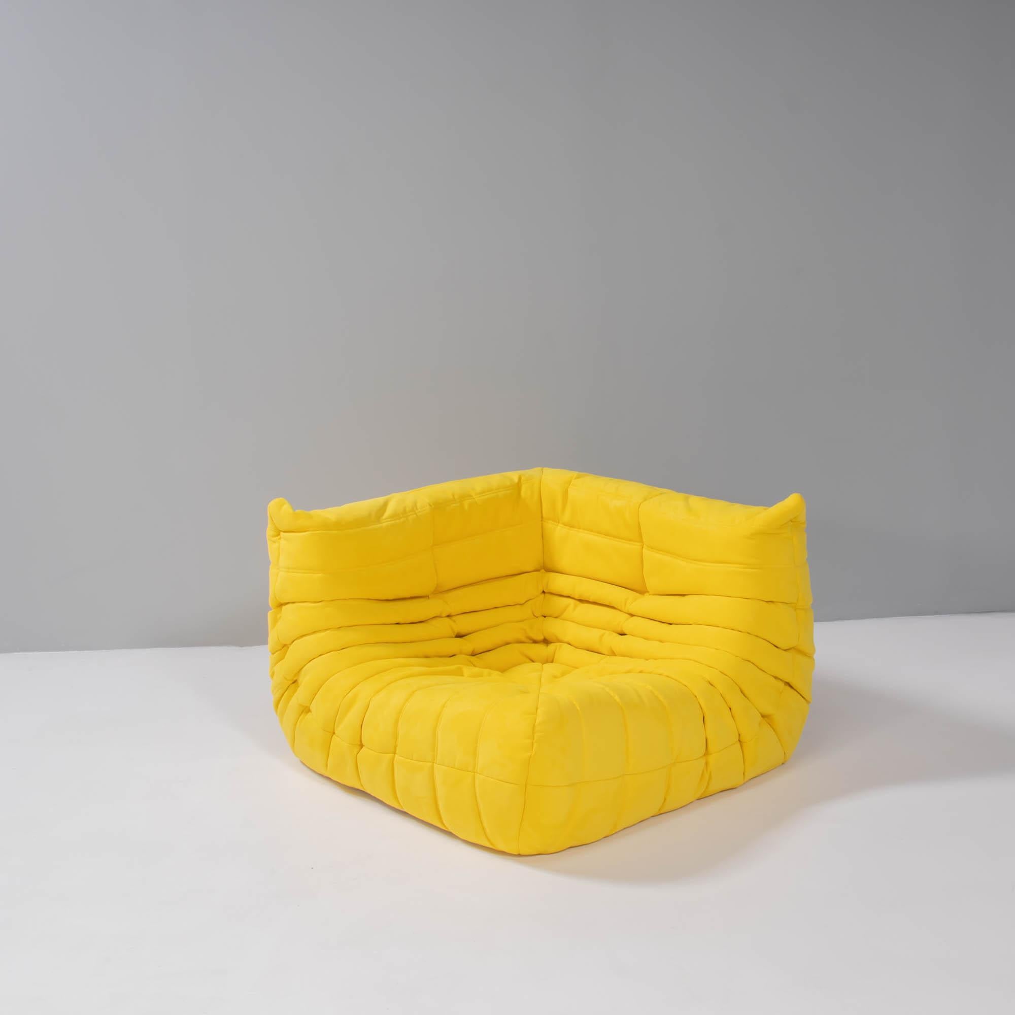 Fabric Ligne Roset by Michel Ducaroy Togo Yellow Modular Sofa, Set of Three For Sale