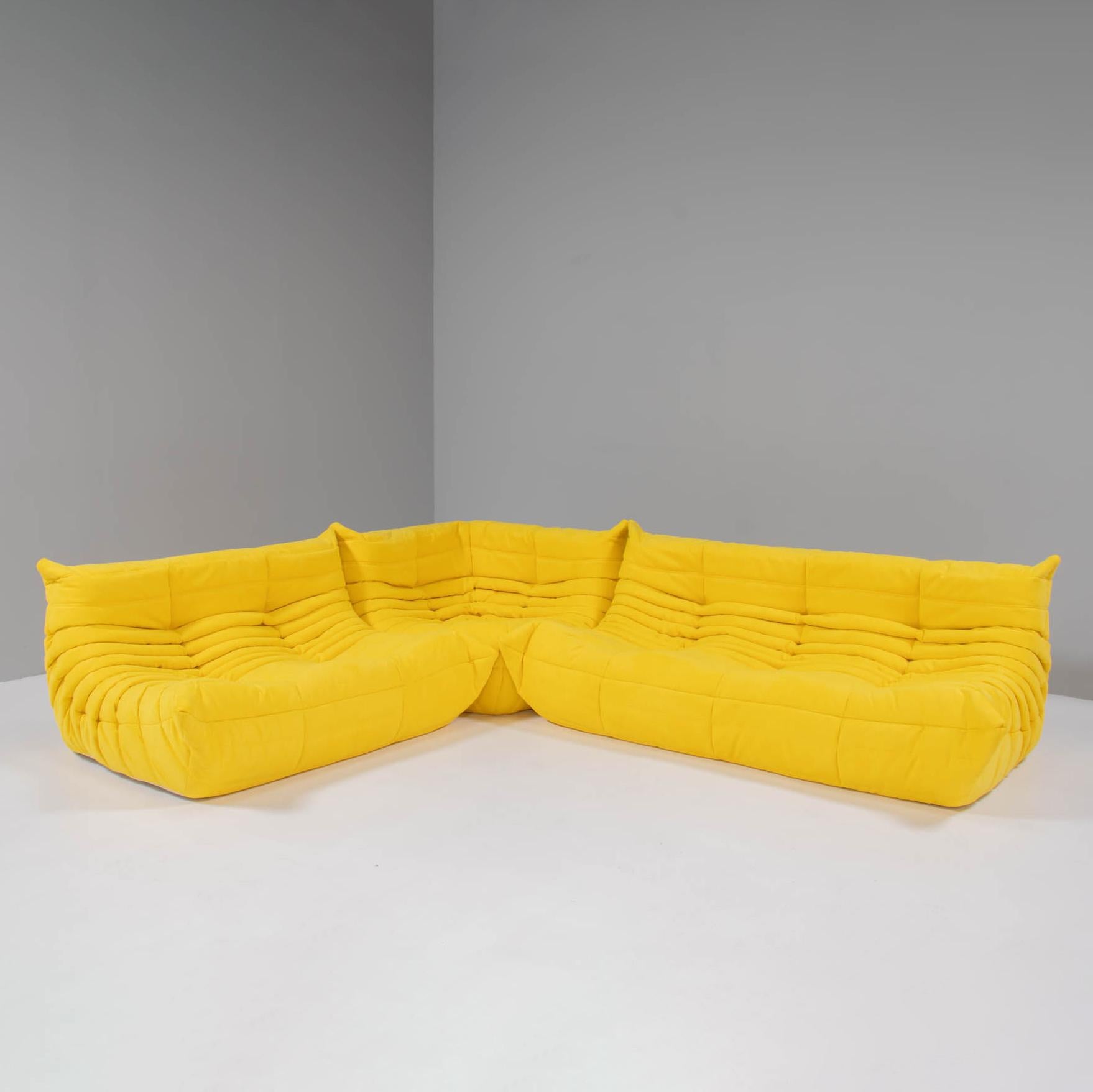 Ligne Roset by Michel Ducaroy Togo Yellow Sofa and Footstool, Set of Five For Sale 3