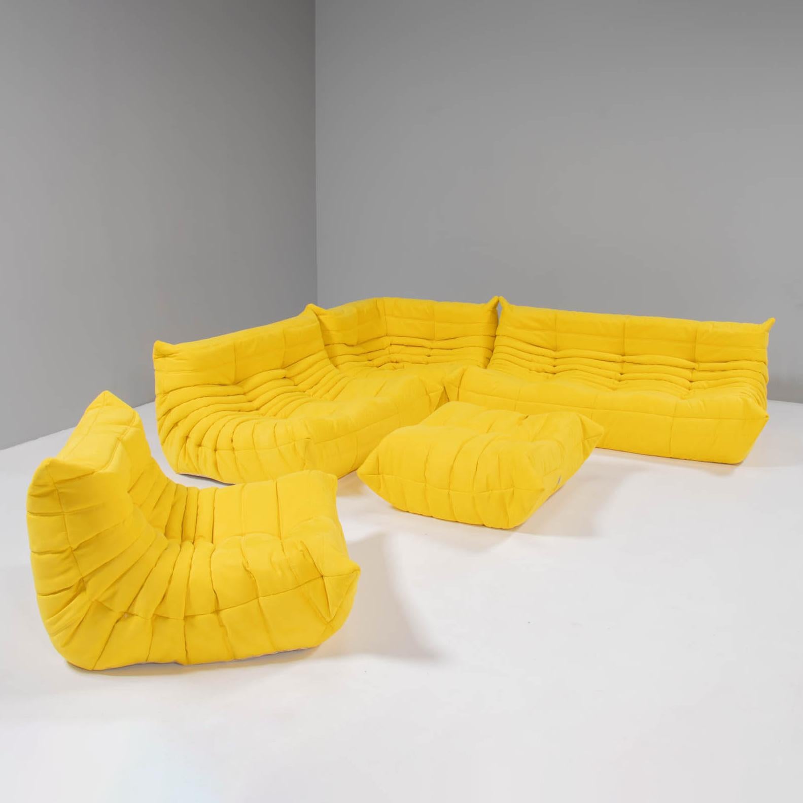 Ligne Roset by Michel Ducaroy Togo Yellow Sofa and Footstool, Set of Five For Sale 4