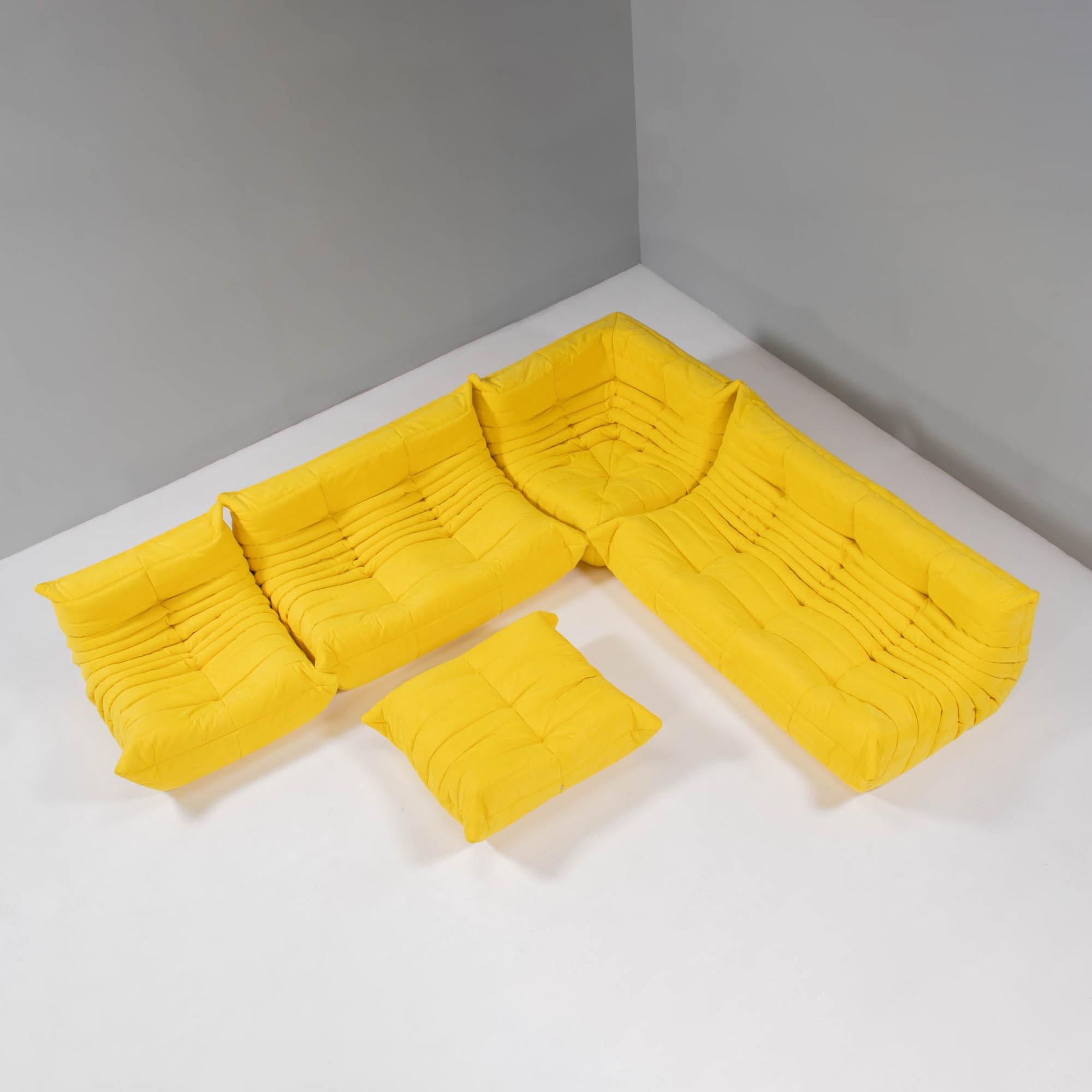 Ligne Roset by Michel Ducaroy Togo Yellow Sofa and Footstool, Set of Five For Sale 6