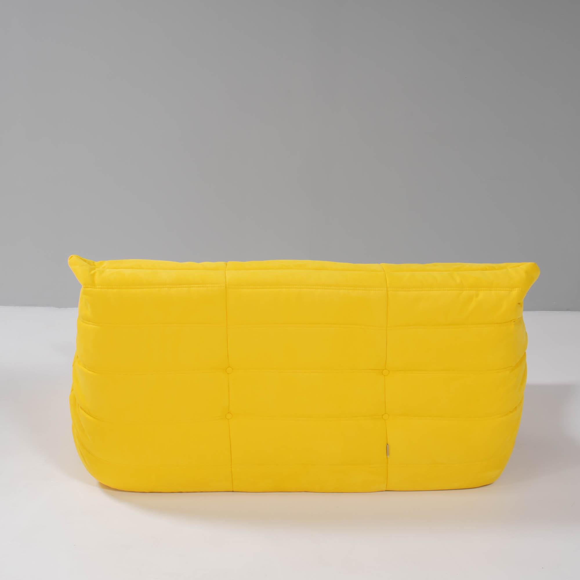 French Ligne Roset by Michel Ducaroy Togo Yellow Sofa and Footstool, Set of Five For Sale