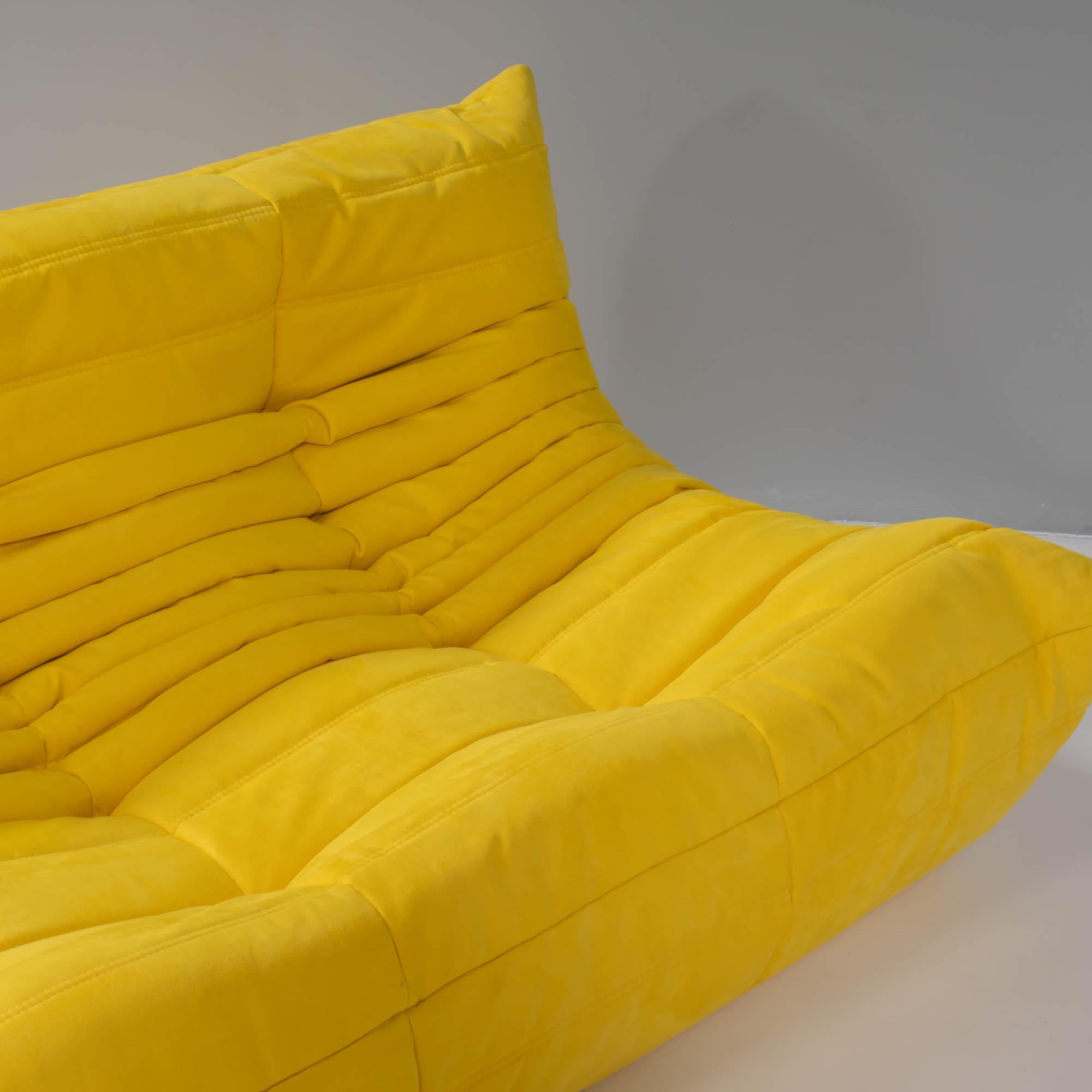 20th Century Ligne Roset by Michel Ducaroy Togo Yellow Sofa and Footstool, Set of Five For Sale
