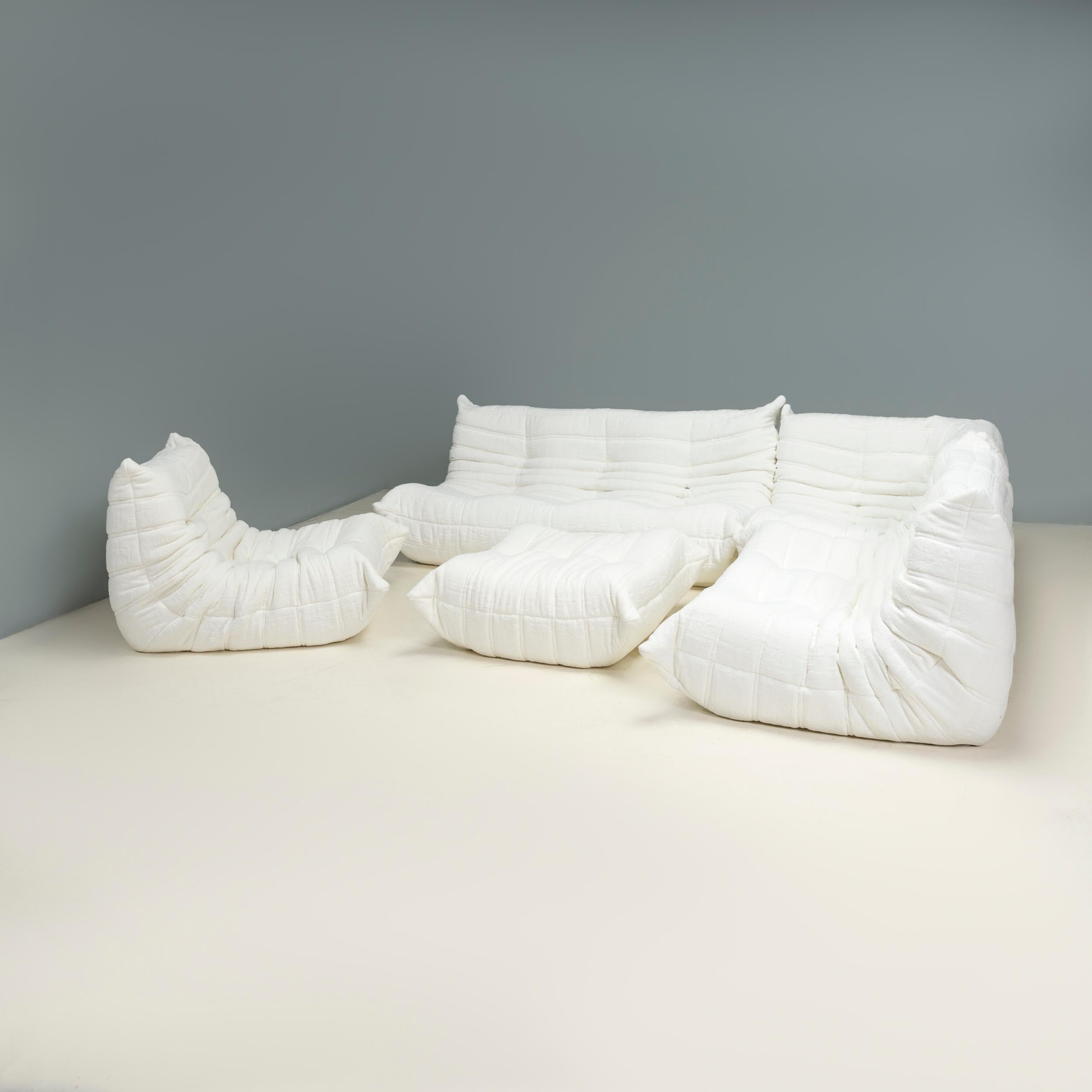 The iconic Togo sofa, originally designed by Michel Ducaroy for Ligne Roset in 1973 has become a design Classic.  This five-piece modular set is incredibly versatile and can be configured into one large corner sofa or split for a multitude of