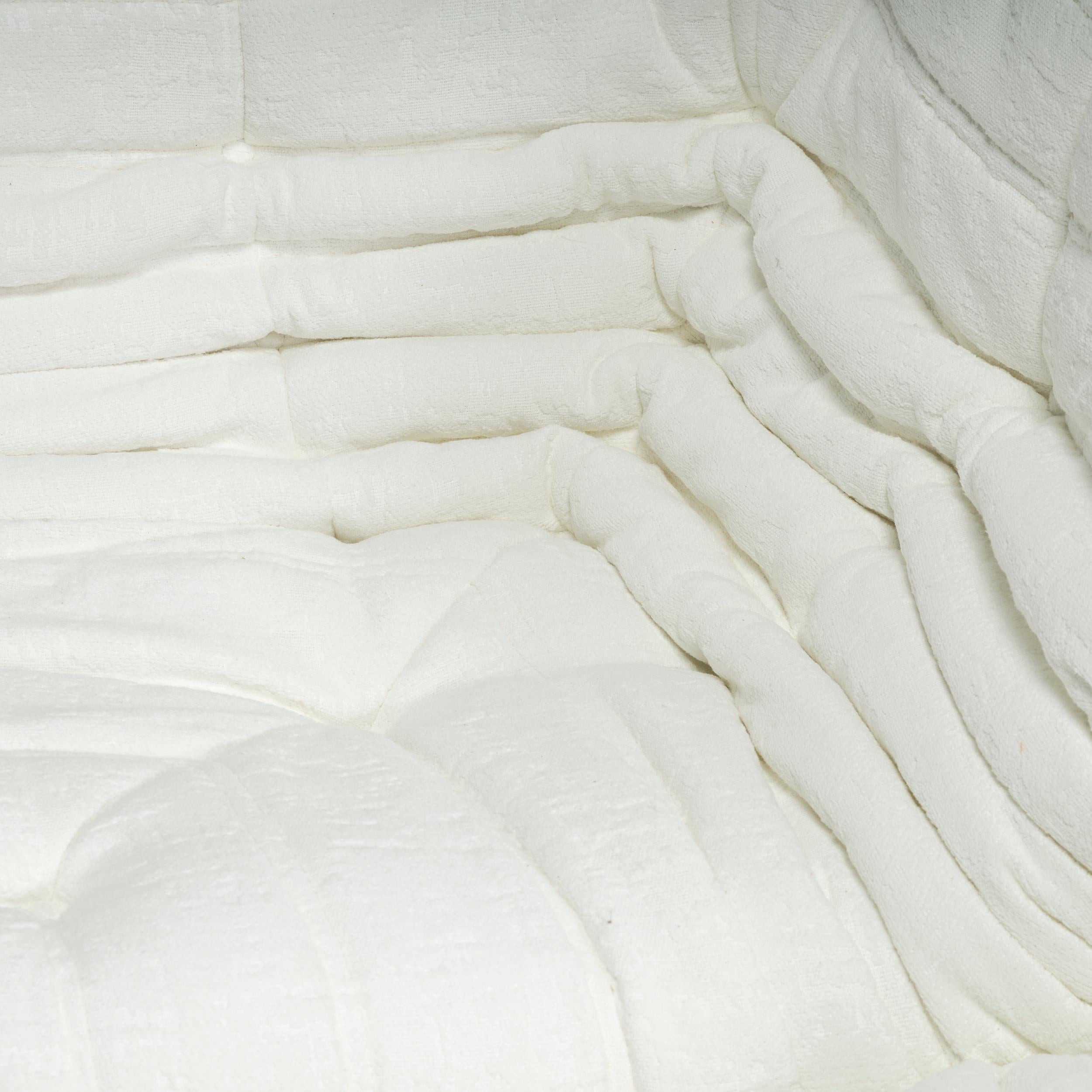 French Ligne Roset by Michel Ducaroy White Bouclé Togo Sofa and Footstool, Set of Five