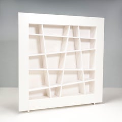 Ligne Roset By Peter Maly Lines Sloping Shelving Bookcase, White Glossy Lacquer