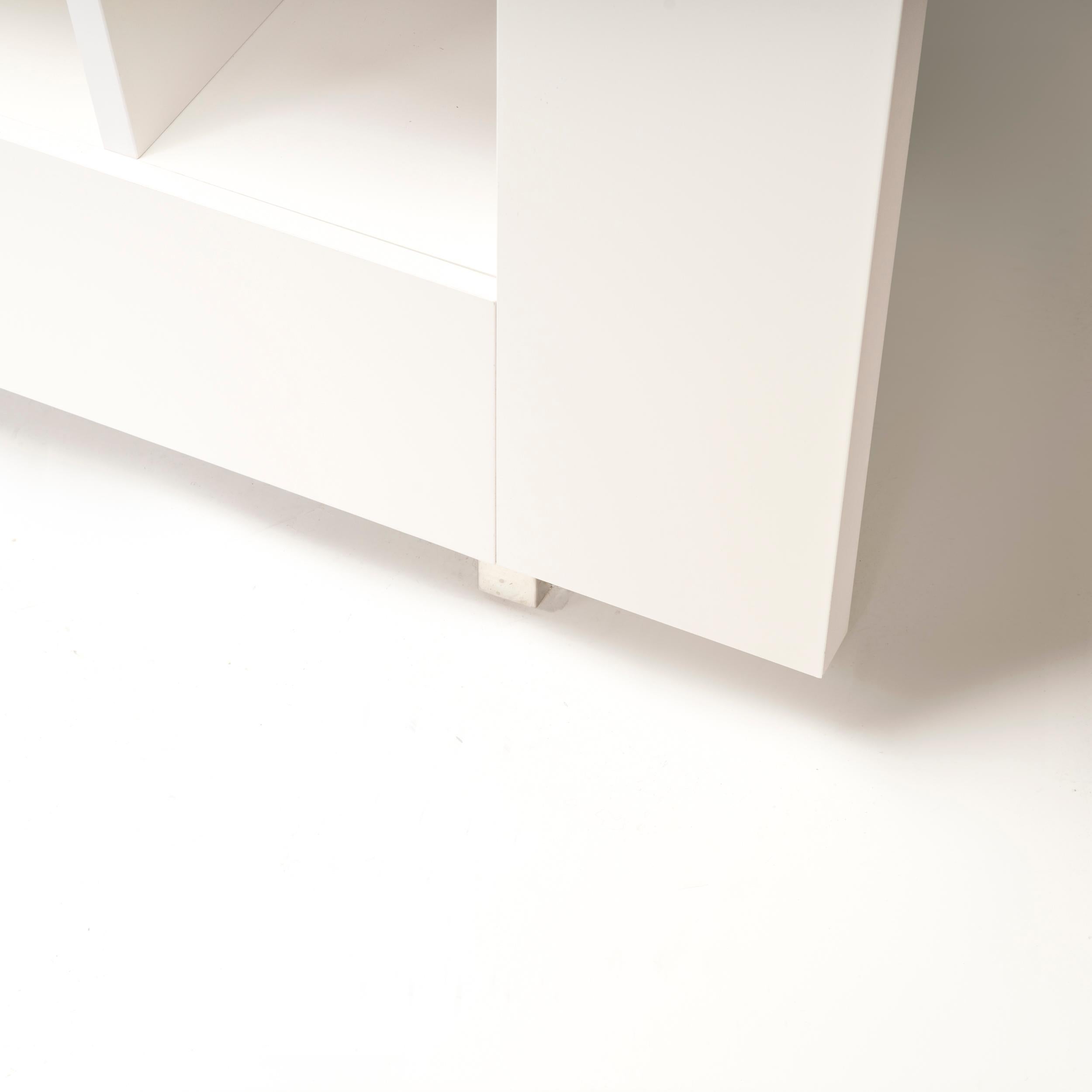 Contemporary Ligne Roset By Peter Maly Lines Sloping Shelving Bookcase, White Glossy Lacquer For Sale
