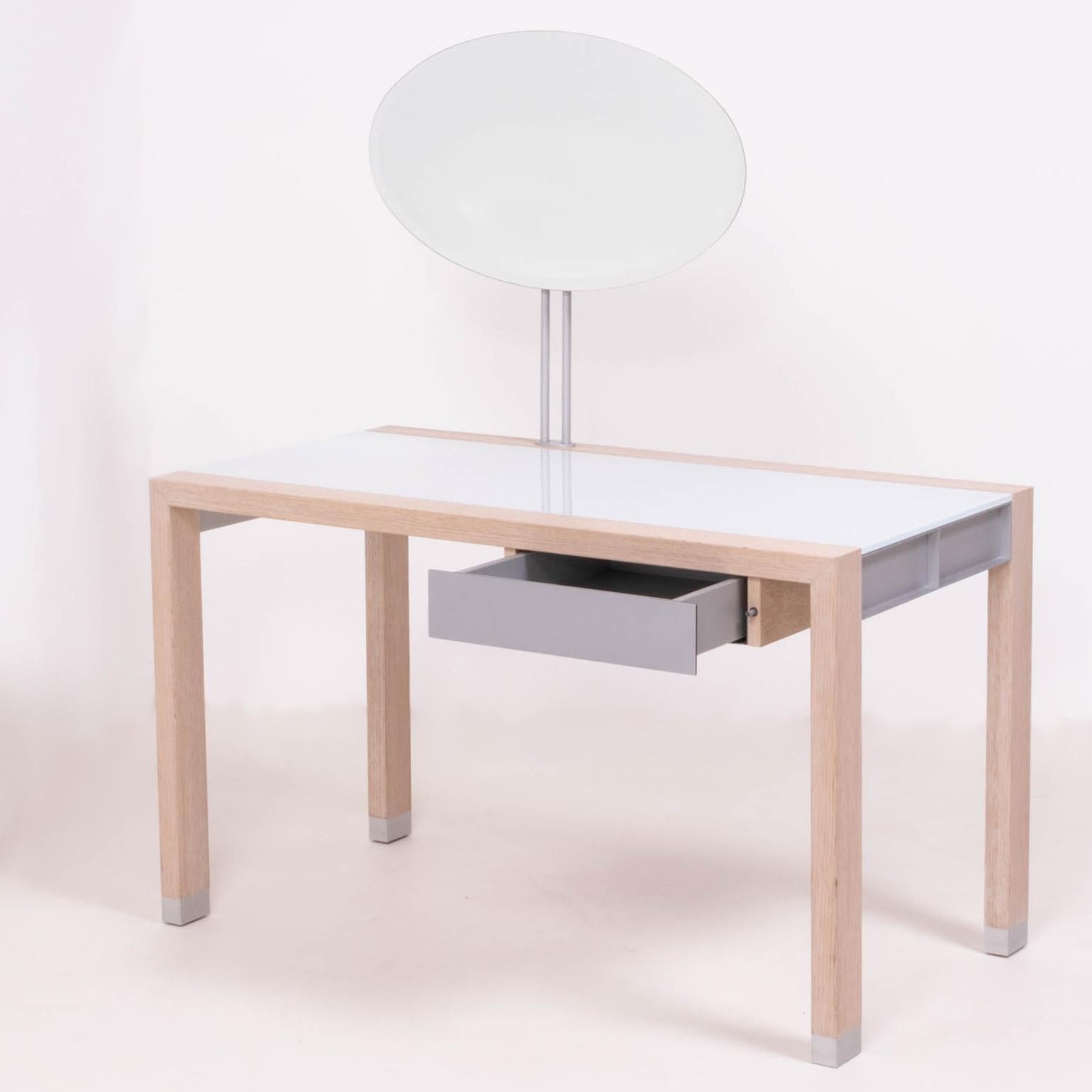 French Ligne Roset by Peter Maly Lumeo White Dressing Table with Mirror