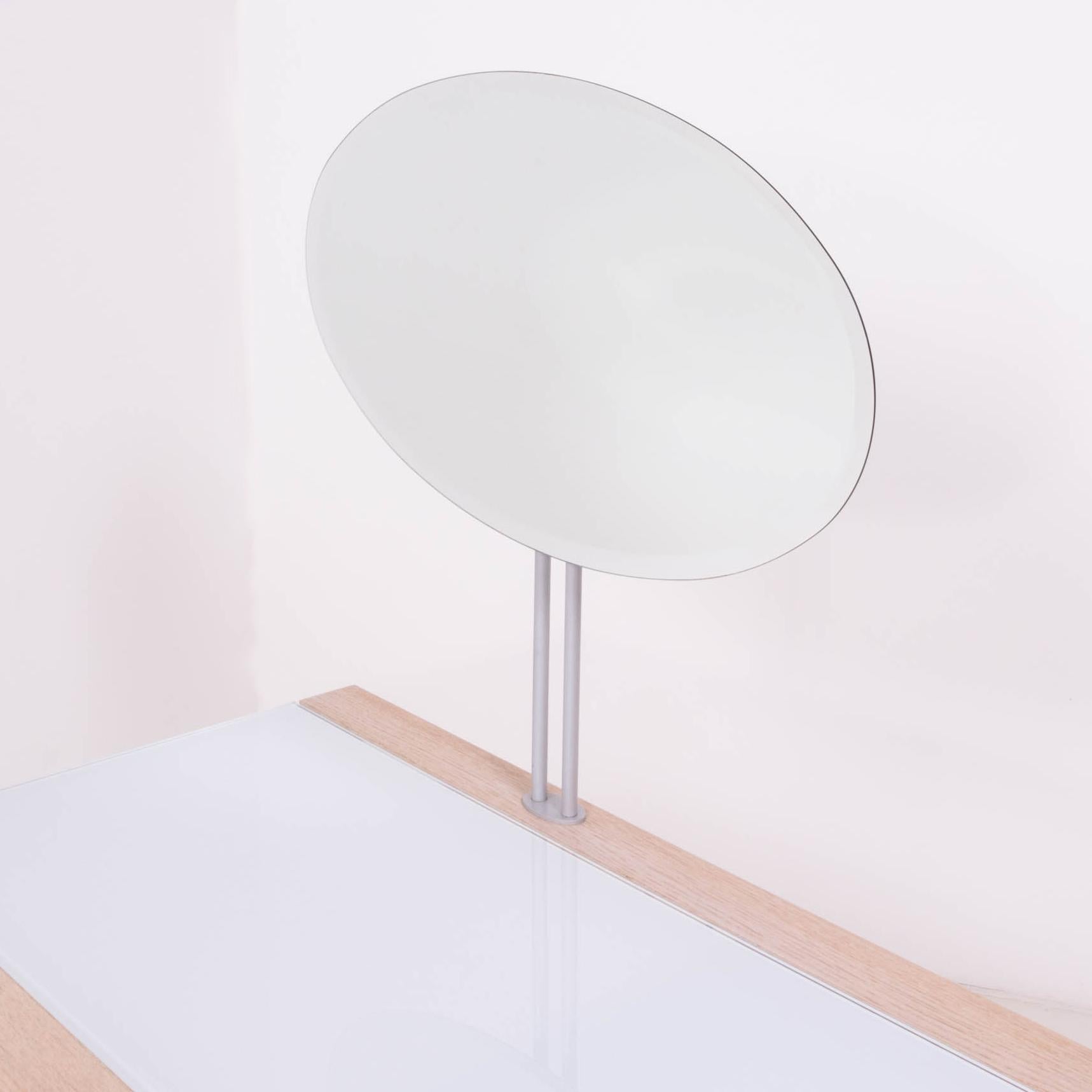 Beveled Ligne Roset by Peter Maly Lumeo White Dressing Table with Mirror
