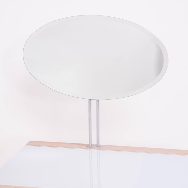 Milk Glass Ligne Roset by Peter Maly Lumeo White Dressing Table with Mirror For Sale