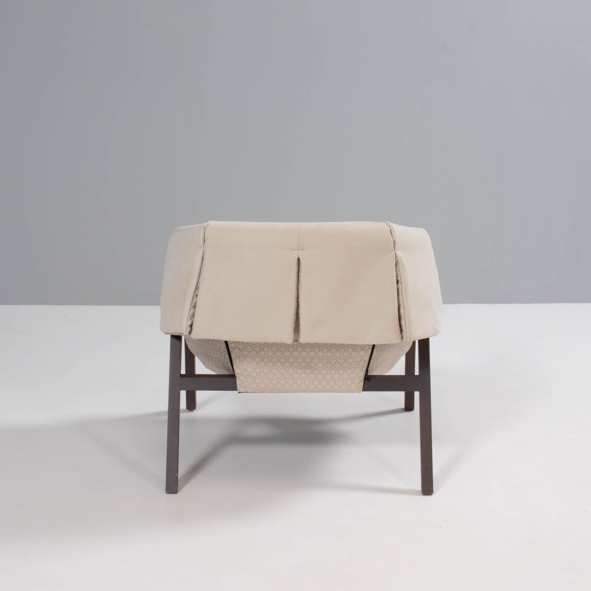Ligne Roset by Studio Catoir Okumi Cream Leather Armchair In Good Condition For Sale In London, GB