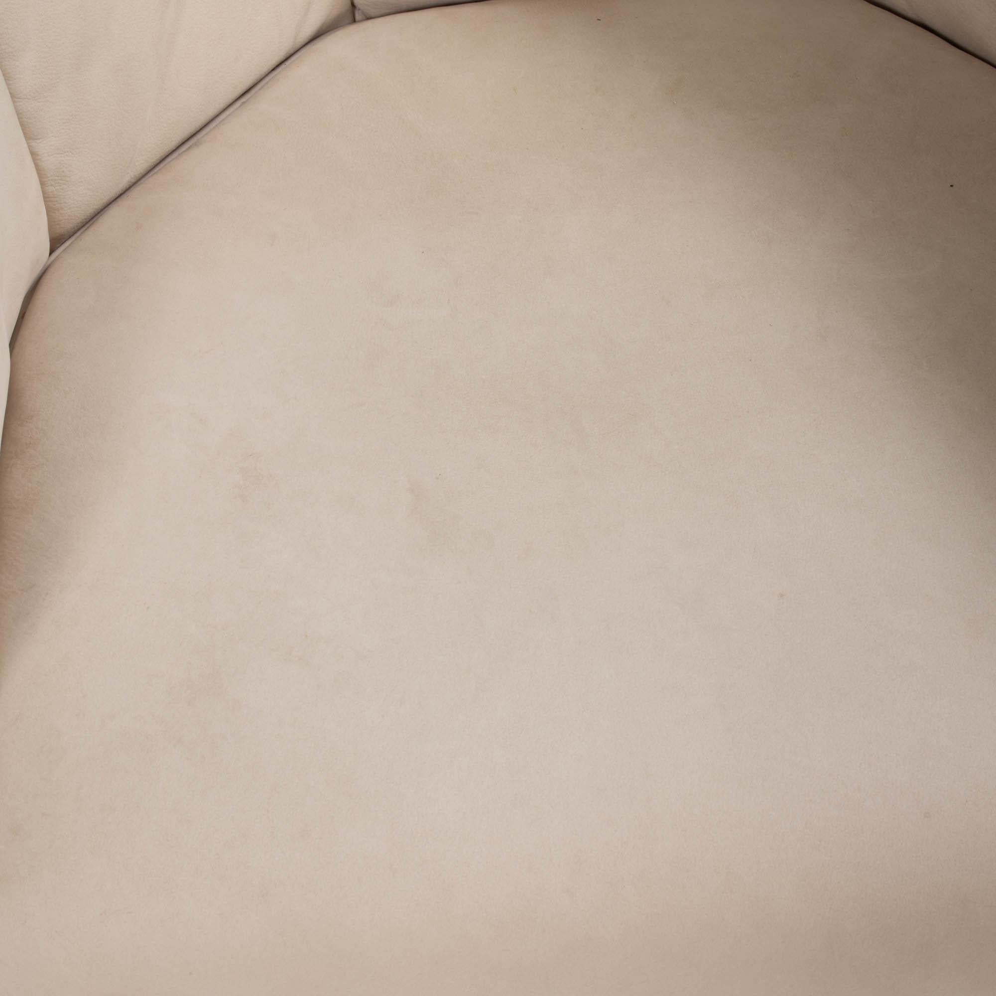Ligne Roset by Studio Catoir Okumi Cream Leather Armchairs, Set of 2 5