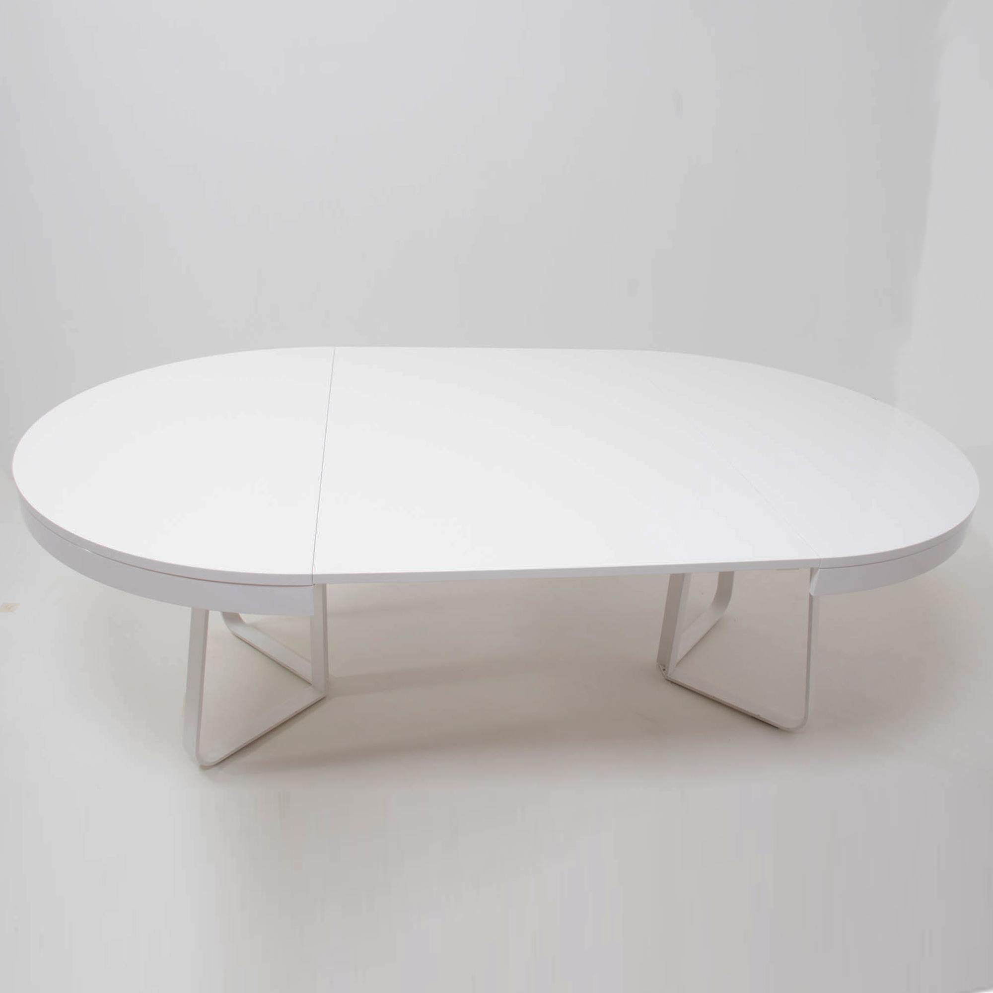French Ligne Roset by Thibault Desombre, Ava White Round to Oval Extending Dining Table