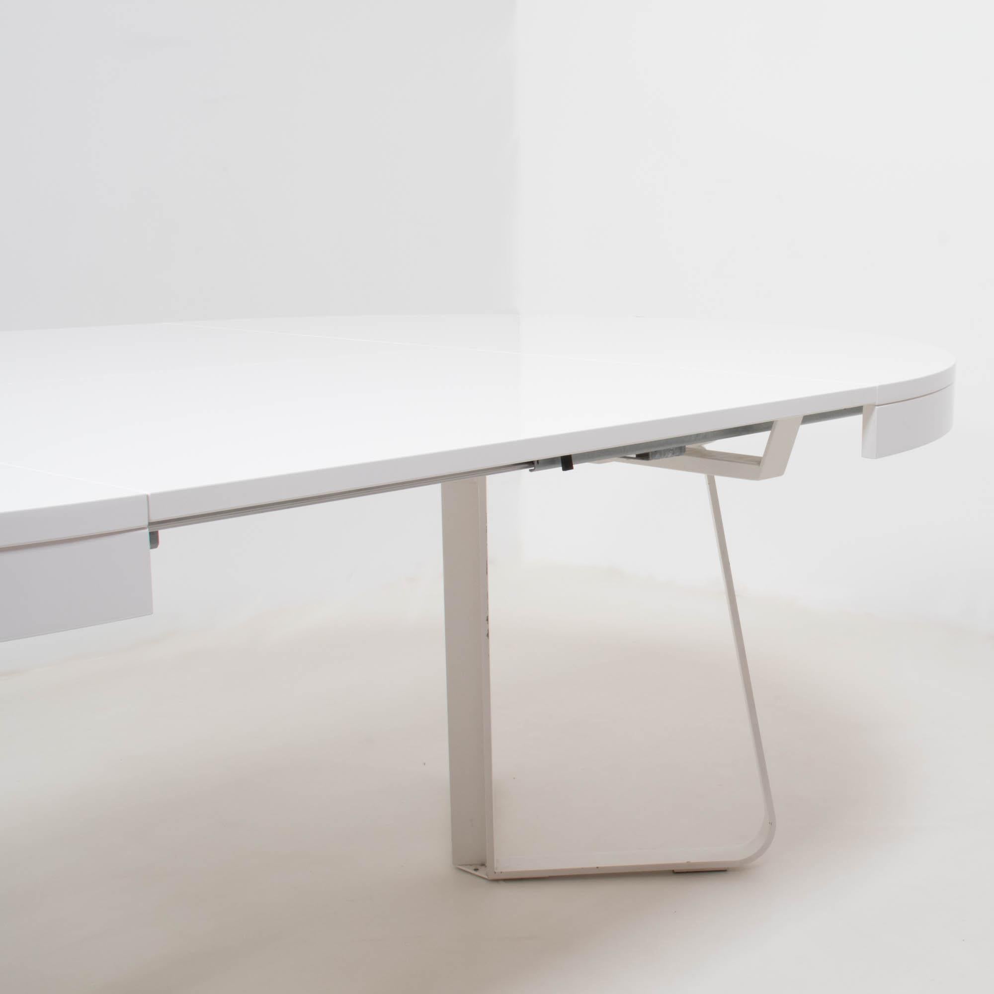 Contemporary Ligne Roset by Thibault Desombre, Ava White Round to Oval Extending Dining Table