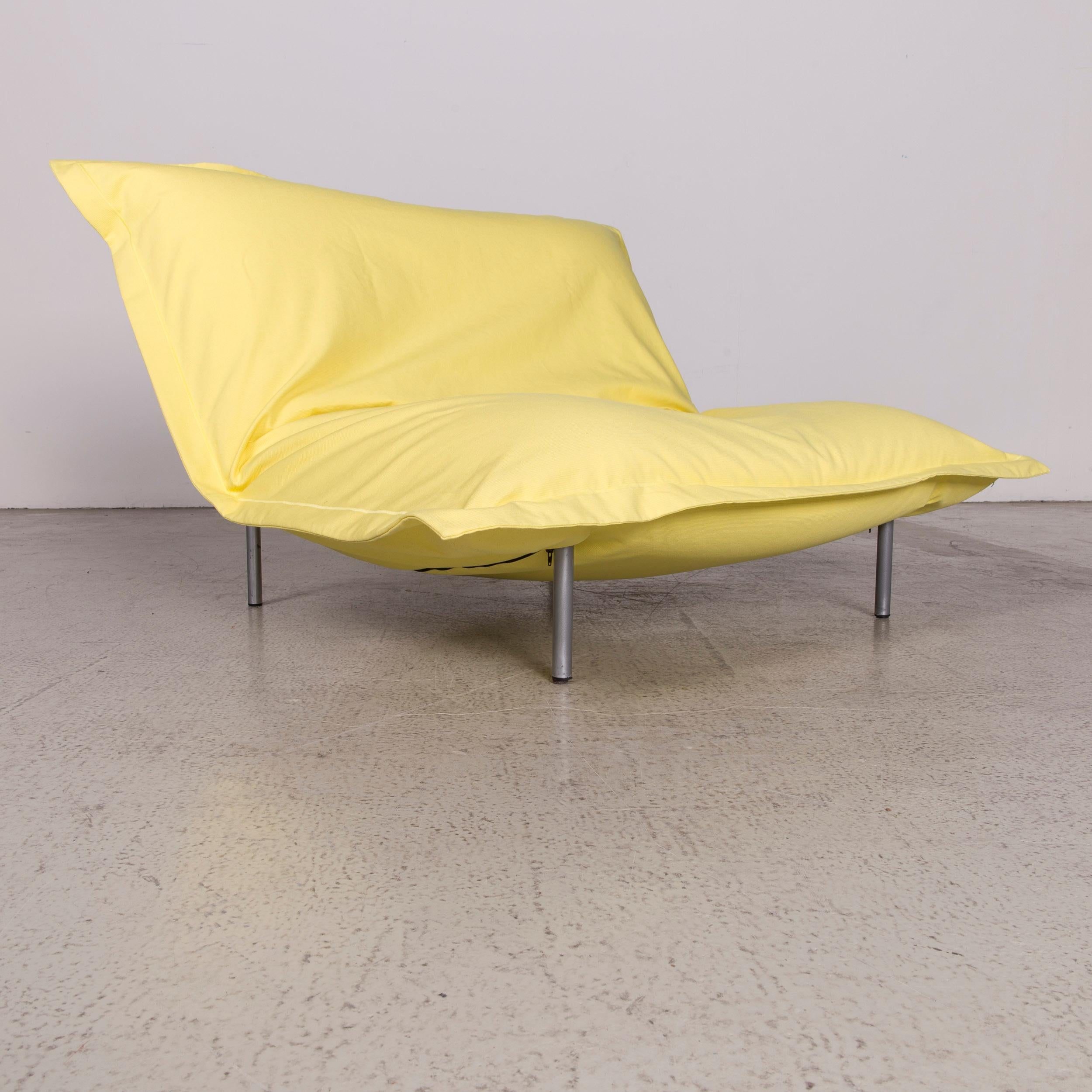 Contemporary Ligne Roset Calin Designer Fabric Armchair Yellow Armchair