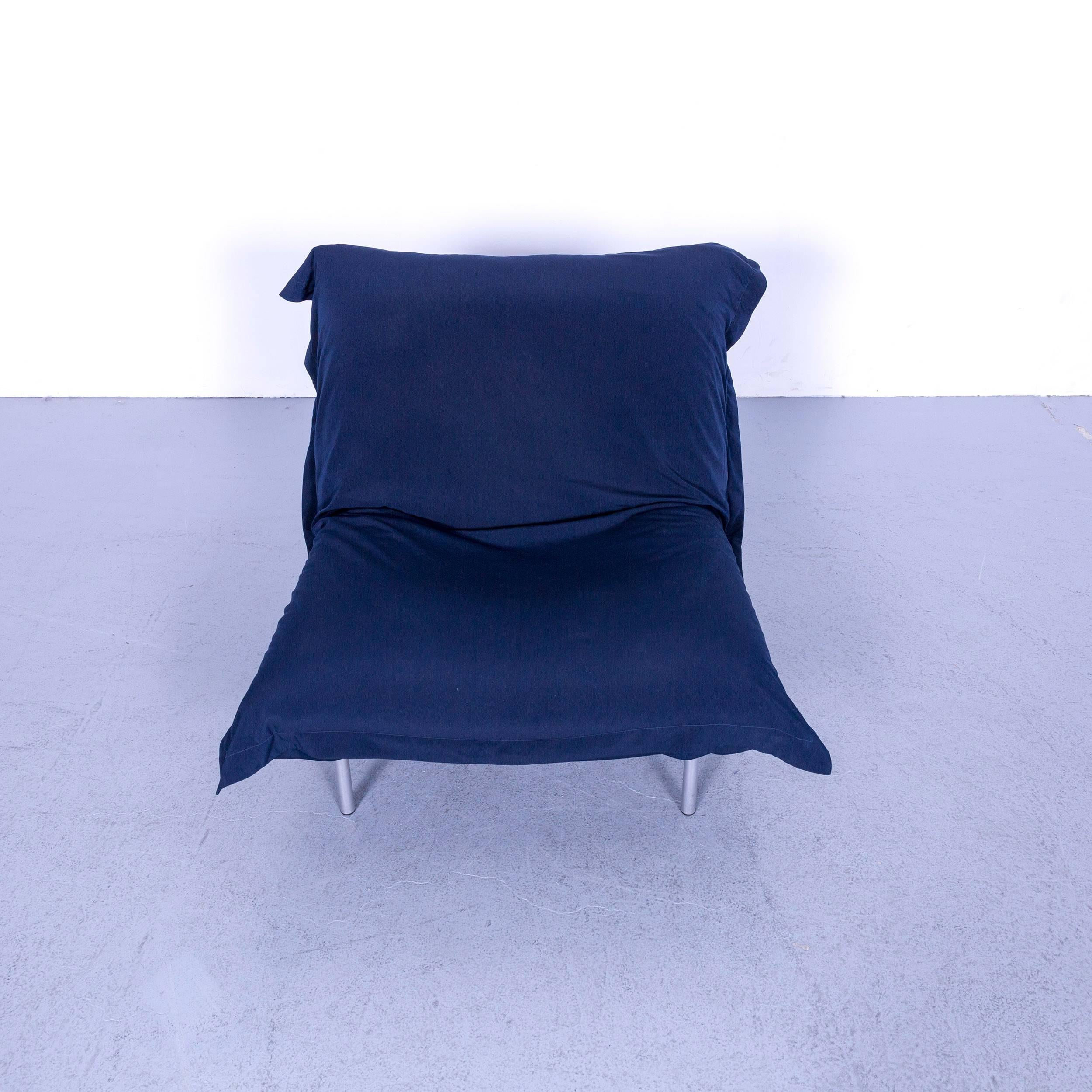 Contemporary Ligne Roset Calin Designer Fabric Chair Set Blue One-Seat For Sale