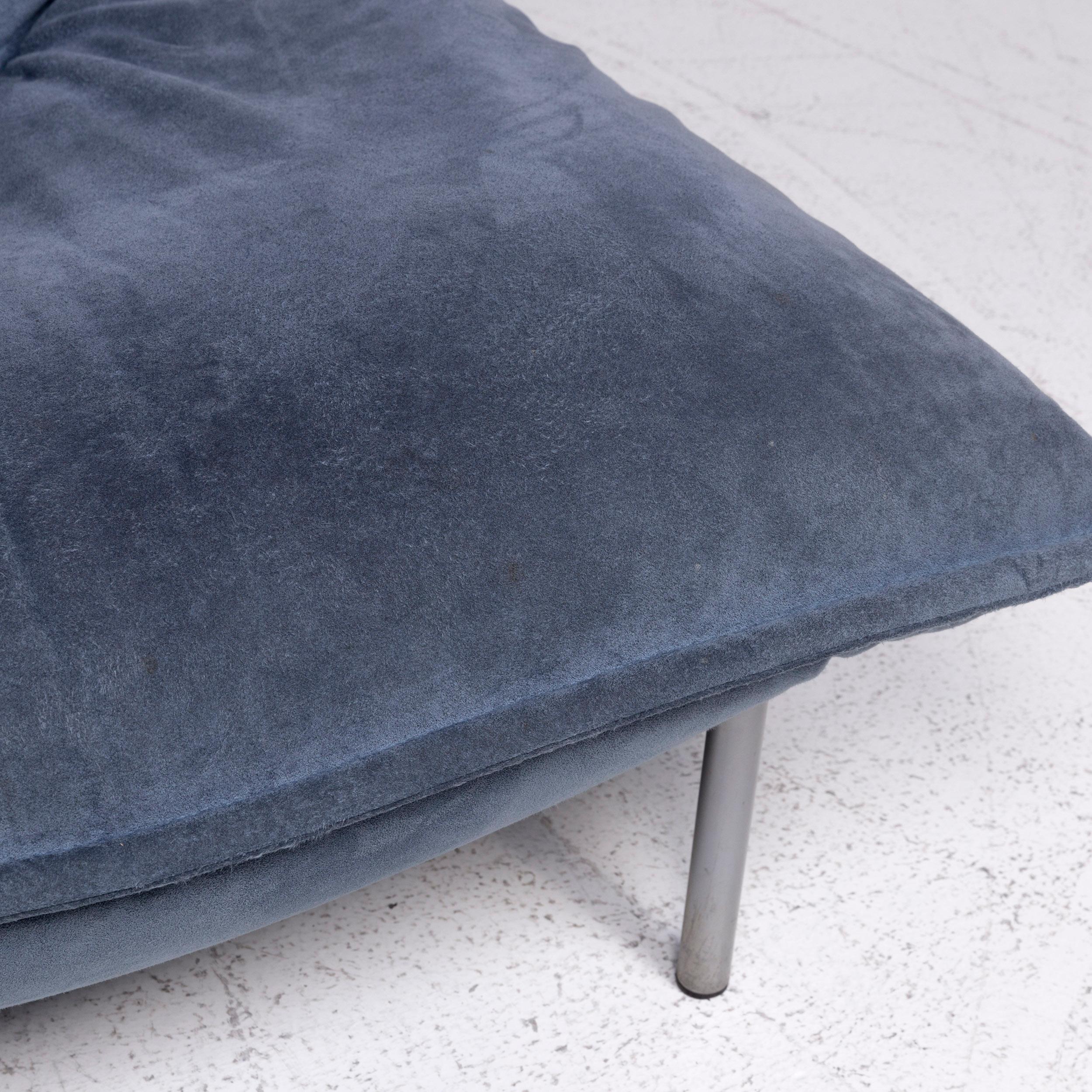 Modern Ligne Roset Calin Designer Leather Armchair Blue Relax Function
