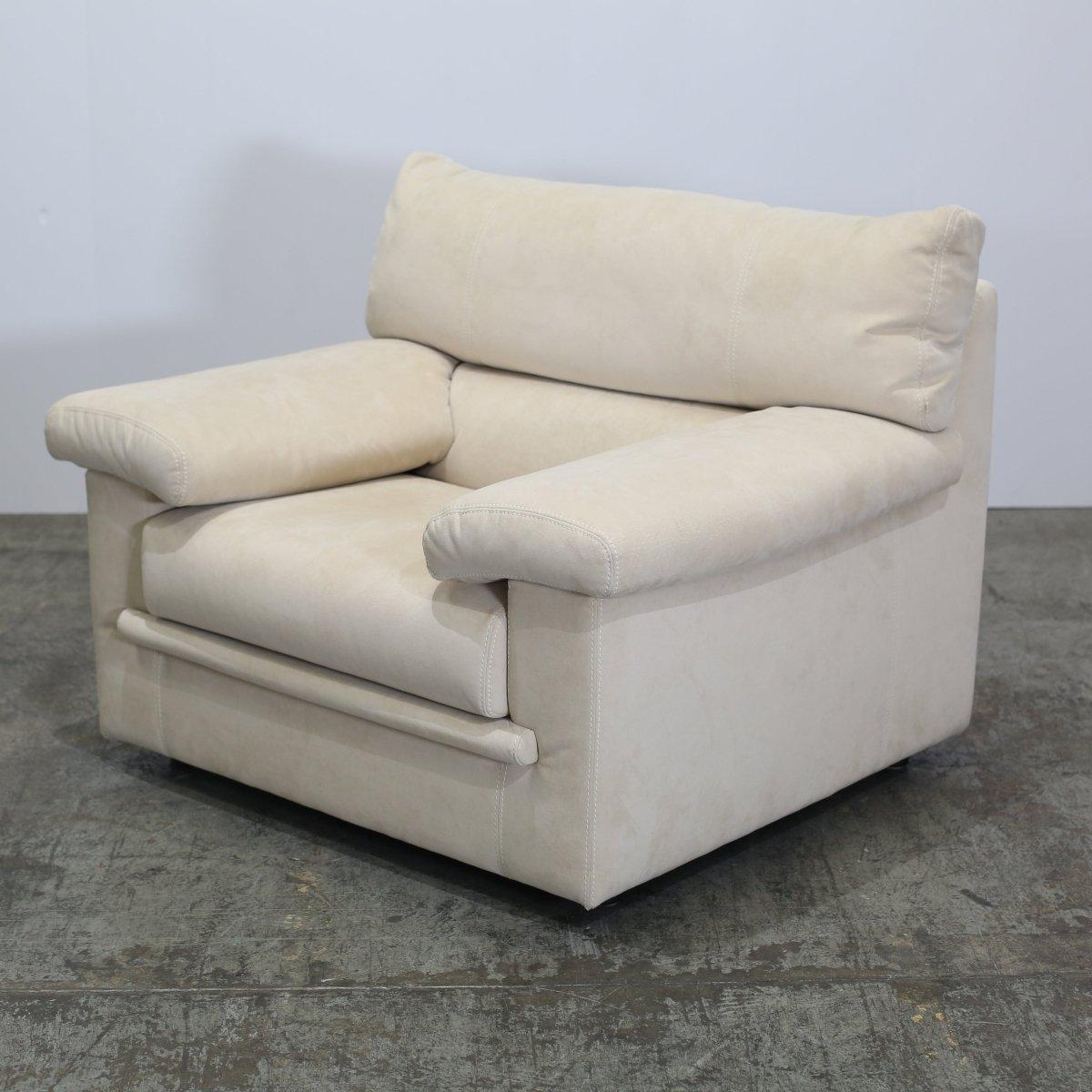 Ligne Roset Cream Suede Pallas Armchair by Claude Brisson For Sale 1