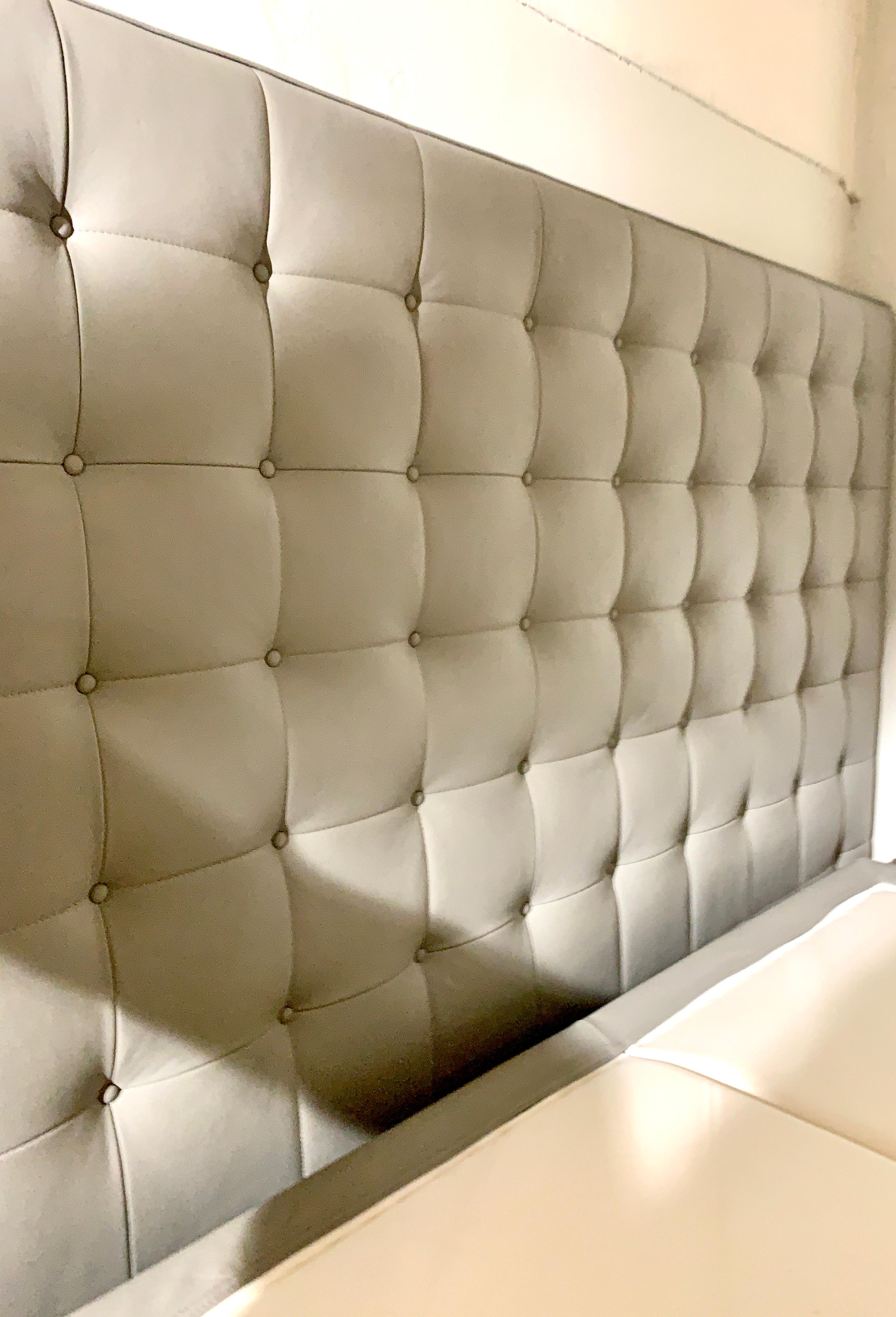 Modern Ligne Roset Custom Dauphin Beige Leather Nador Sleep Platform Queen Bed
