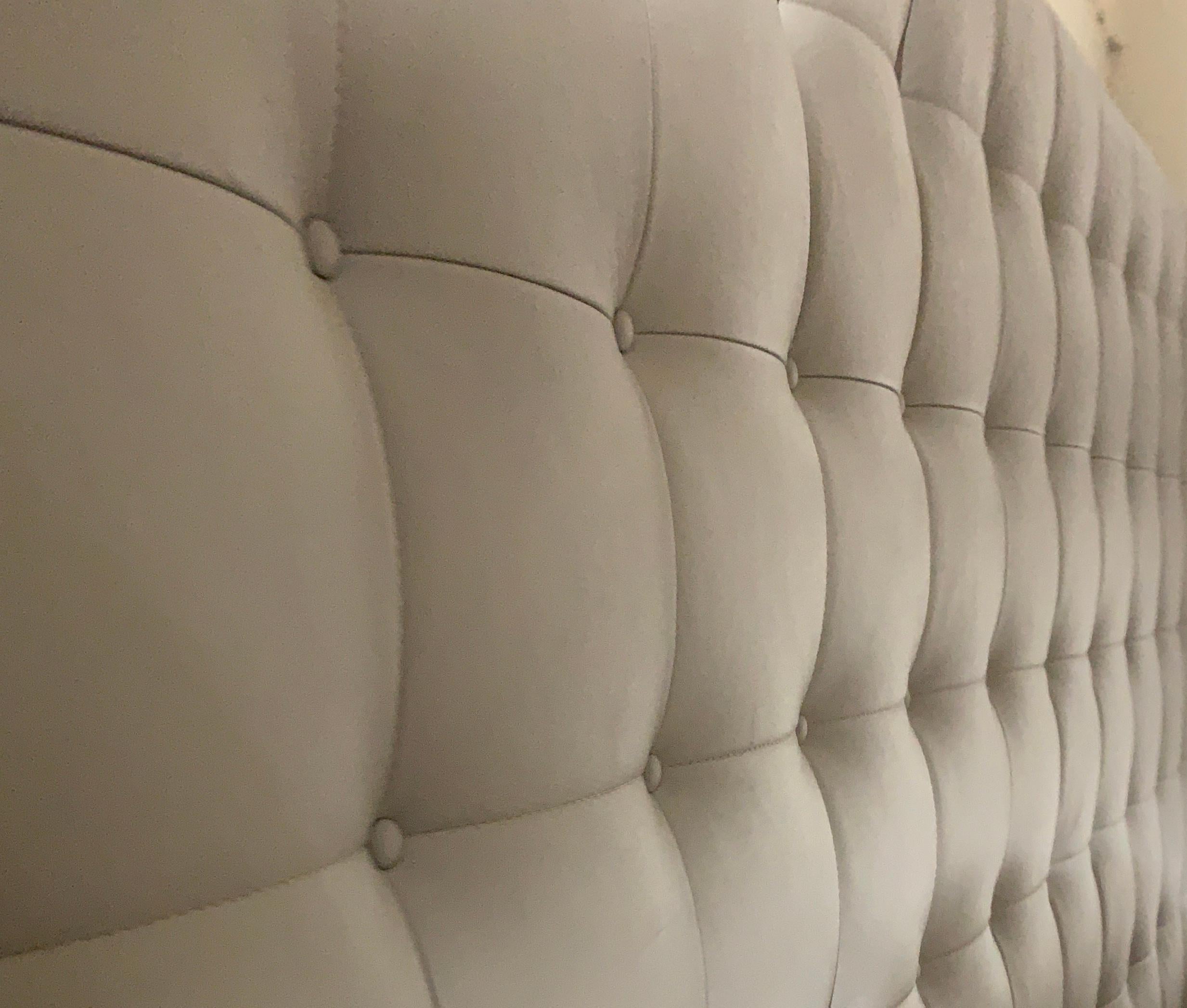Ligne Roset custom dauphin beige leather nador sleep platform queen bed

Drawing inspiration from the high-end hotel market, the bed and headboard were designed to inspire a sentiment of generous comfort and welcoming softness. 
Bed, comprised a