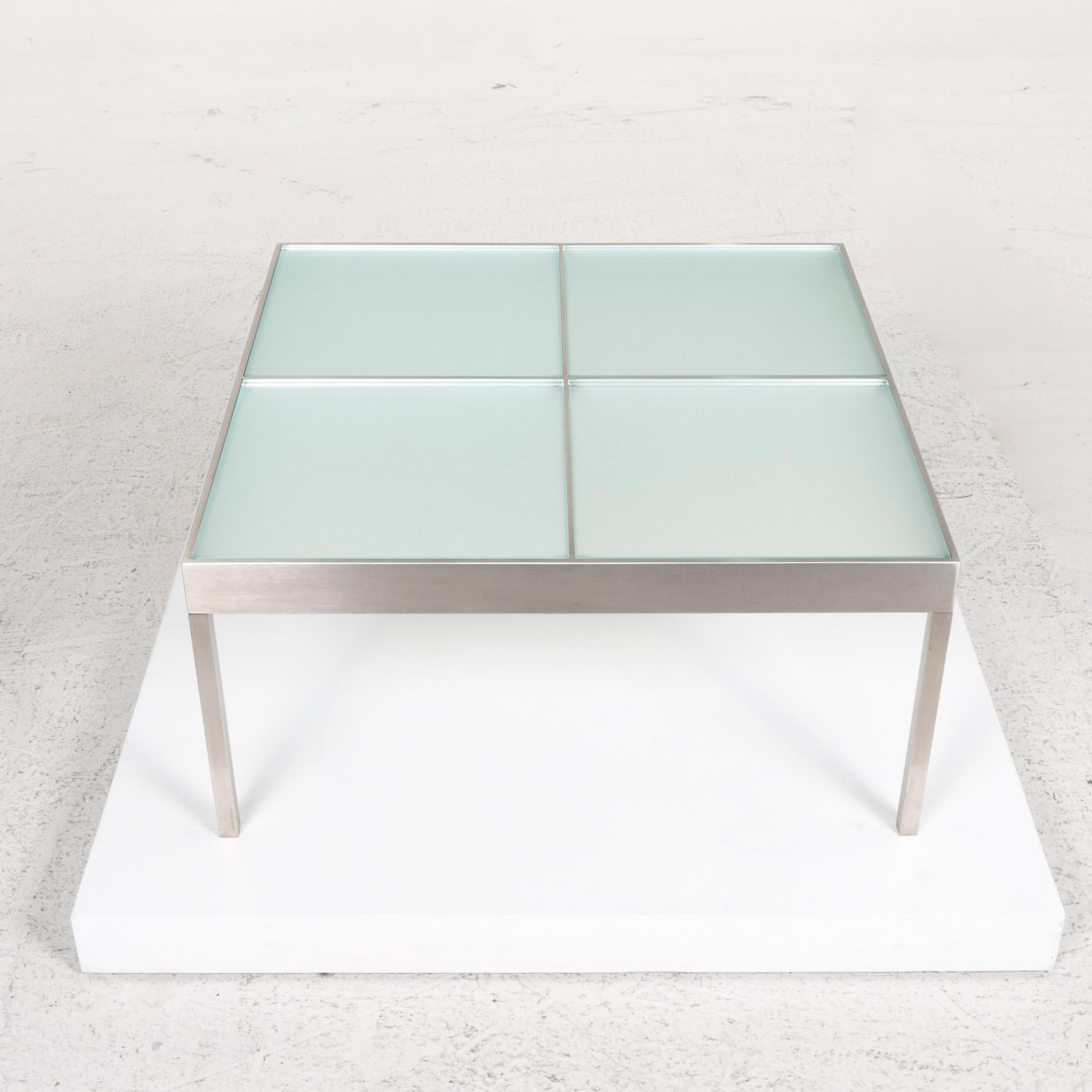 French Ligne Roset Damier Glass Coffee Table Square For Sale